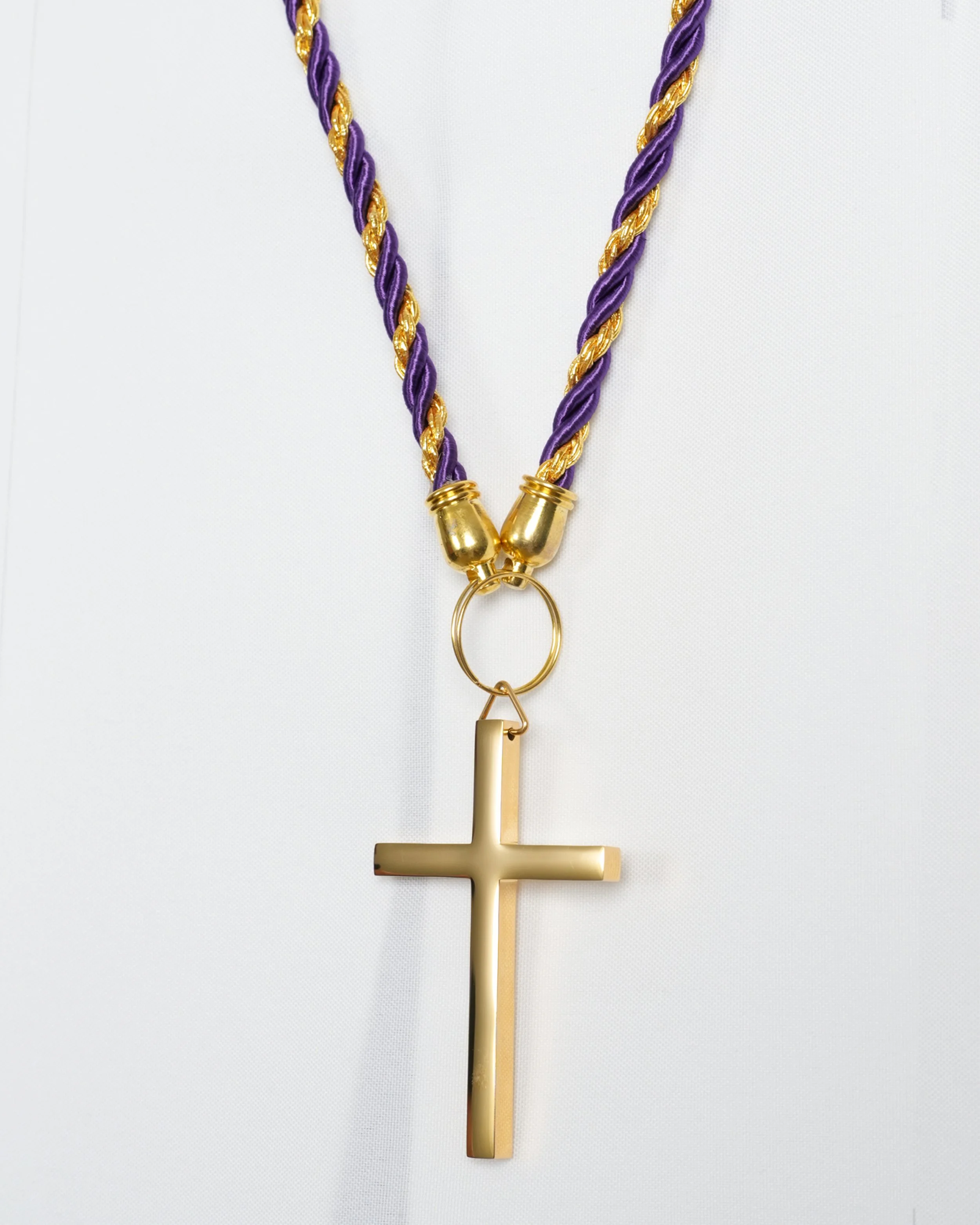 Clergy shirt with collar photographed for e-commerce product page