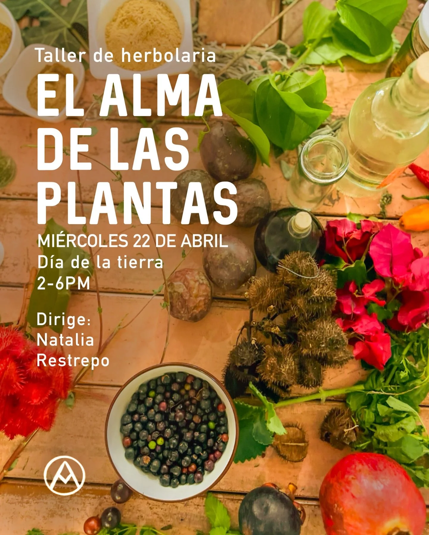EL ALMA DE LAS PLANTAS
Taller de herbolaria
22 de Abril 
D&iacute;a de La Tierra✨

Una inmersi&oacute;n en el maravilloso mundo de la herbolaria🌱

Este es un encuentro te&oacute;rico-pr&aacute;ctico donde exploraremos salud y soberan&iacute;a, proce