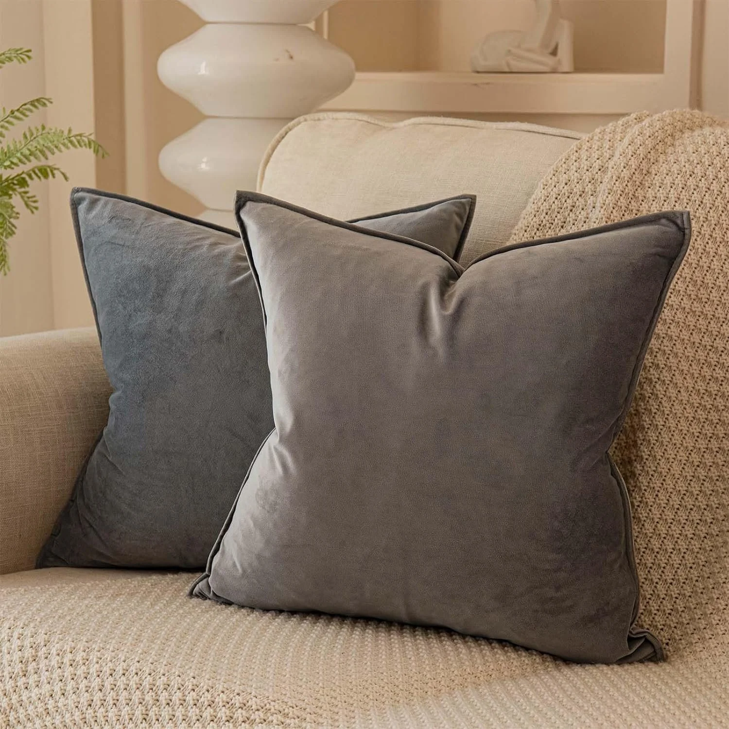 Grey Velvet Pillows