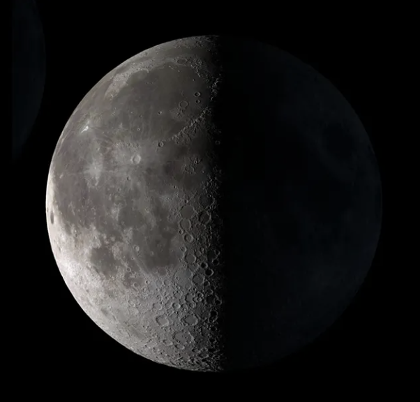 THIRD QUARTER | The moon looks like it’s half illuminated from the perspective of Earth. It rises around midnight and sets around noon.