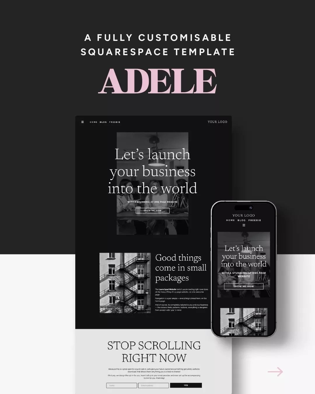 ✅ Sleek
✅ Effortless to use
✅ Infinitely customisable 

Nope, these aren&rsquo;t oxymorons

Our Adele template is a stunner - and she can handle a variety of different visual styles with grace. 

Wanna see the evidence? 

Click through to see her dec