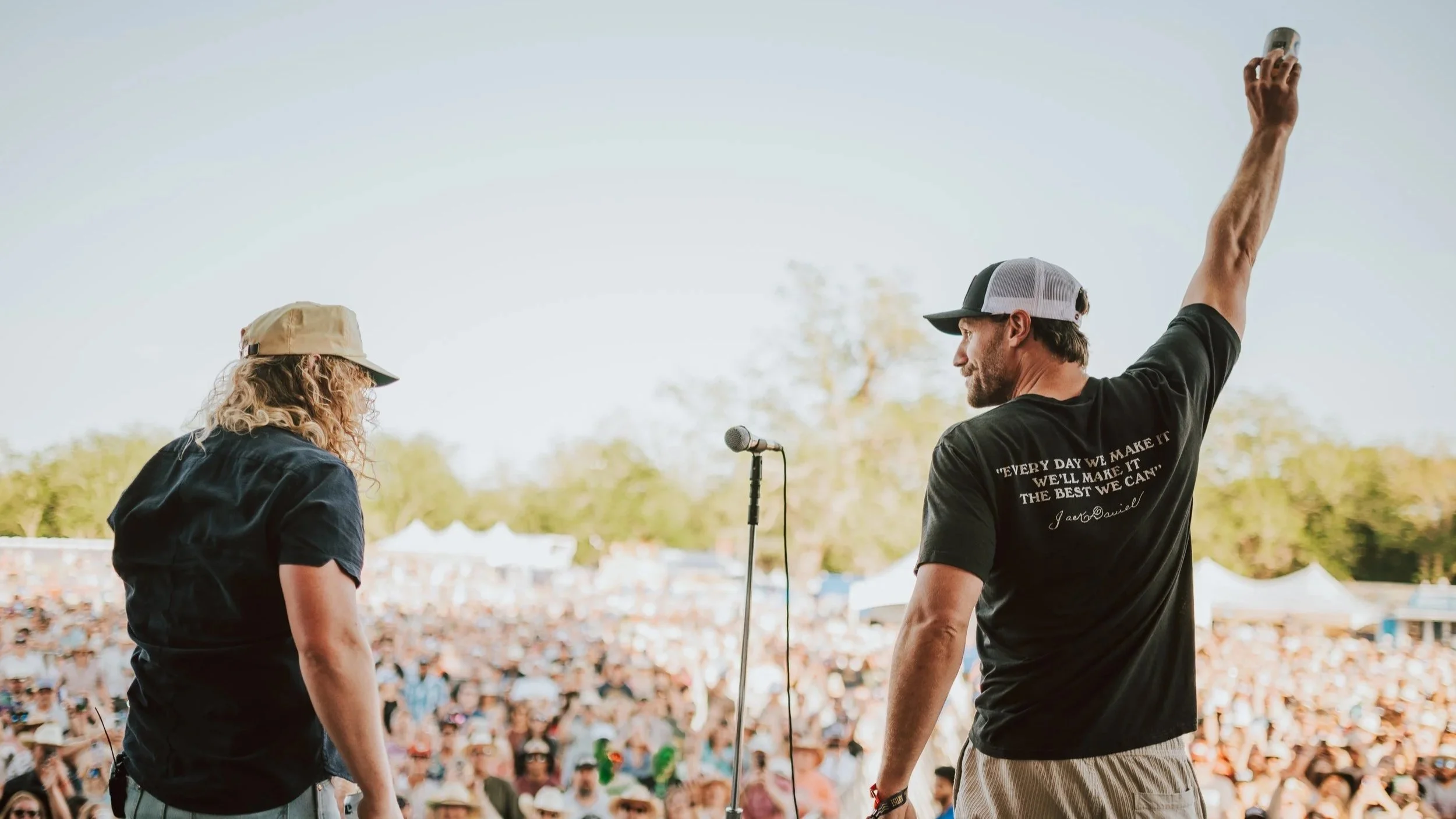 Chase Rice and Southall on stage at Cattle Country Music Fest in Gonzales Texas.