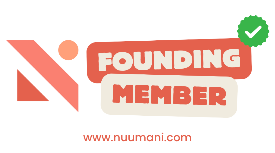 A logo indicating the person or organization is a founding member of Nuumani, featuring the word 'FOUNDING MEMBER' in bold letters and a website URL nuumani.com, with a green checkmark in the top right corner.