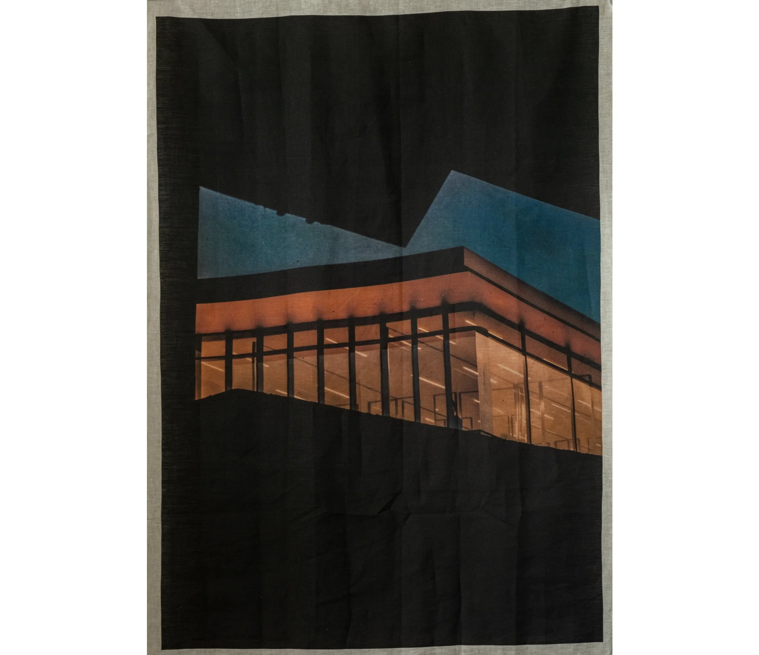 Strata #3, 2024, Digital water-based print on 100% Linen Oatmeal , 105.0 x 153.0cm