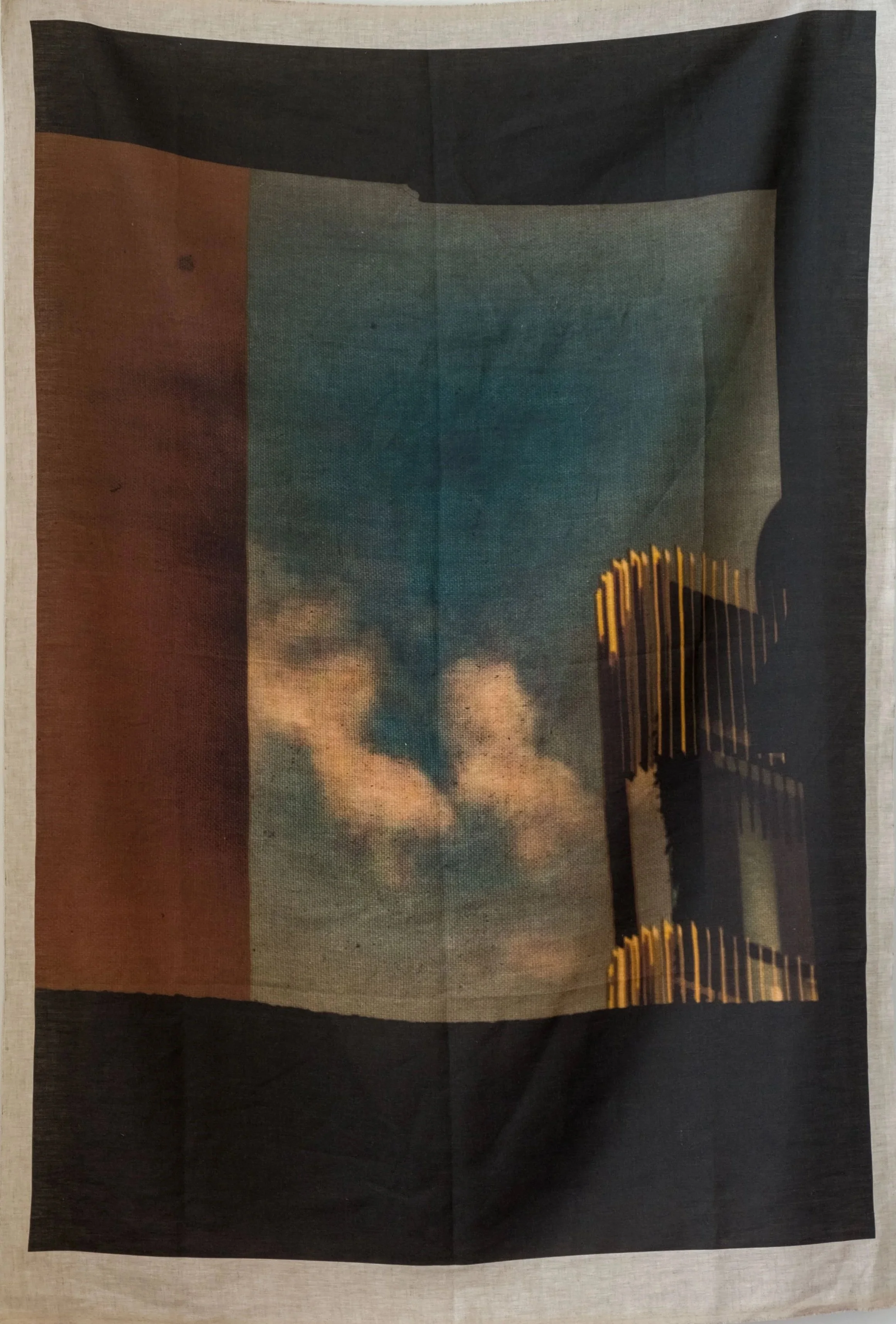 Strata #1, digital water-based print on 100% linen oatmeal 105 x 153cm, 2024