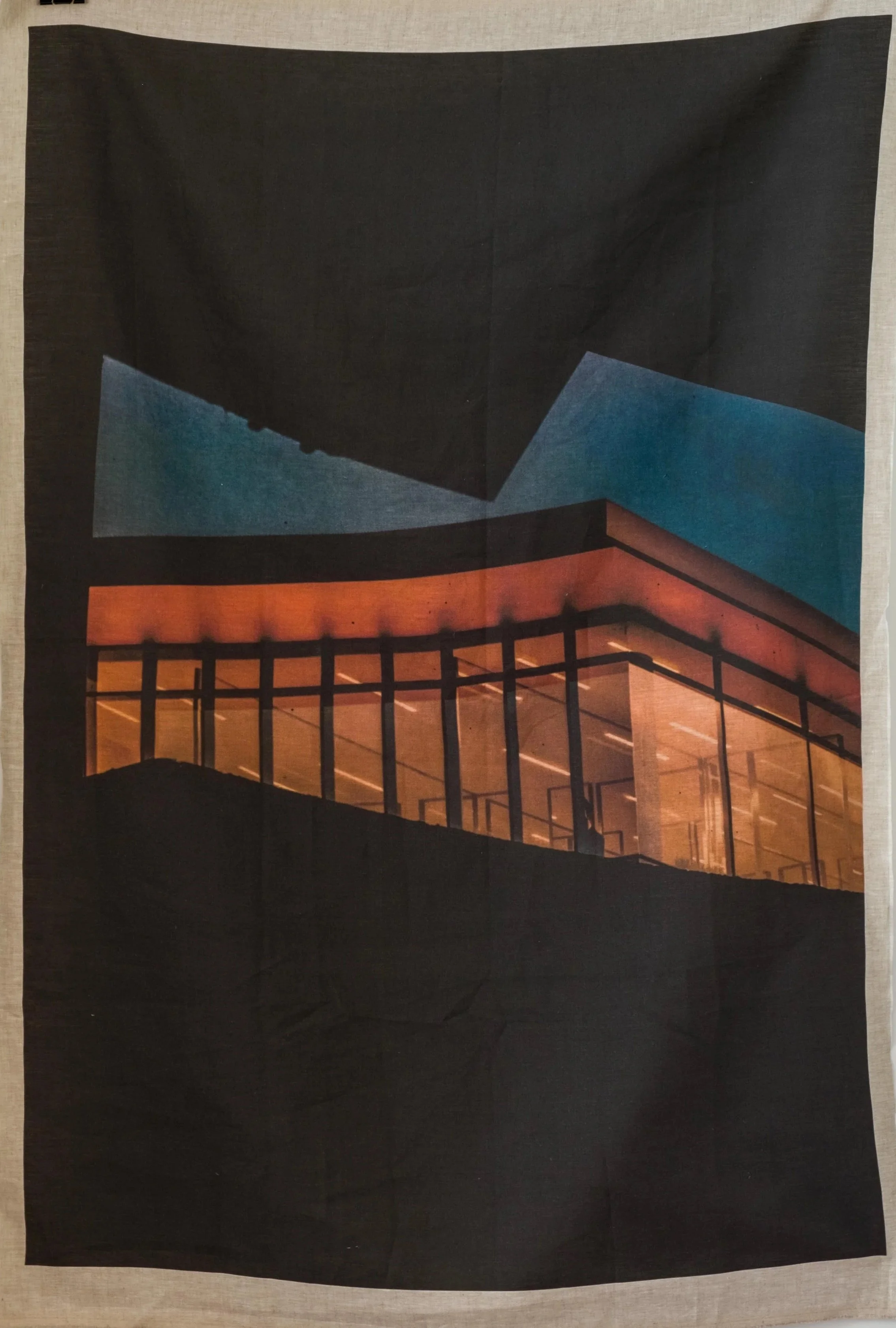 Strata #3, digital water-based print on 100% linen oatmeal 105 x 153cm, 2024