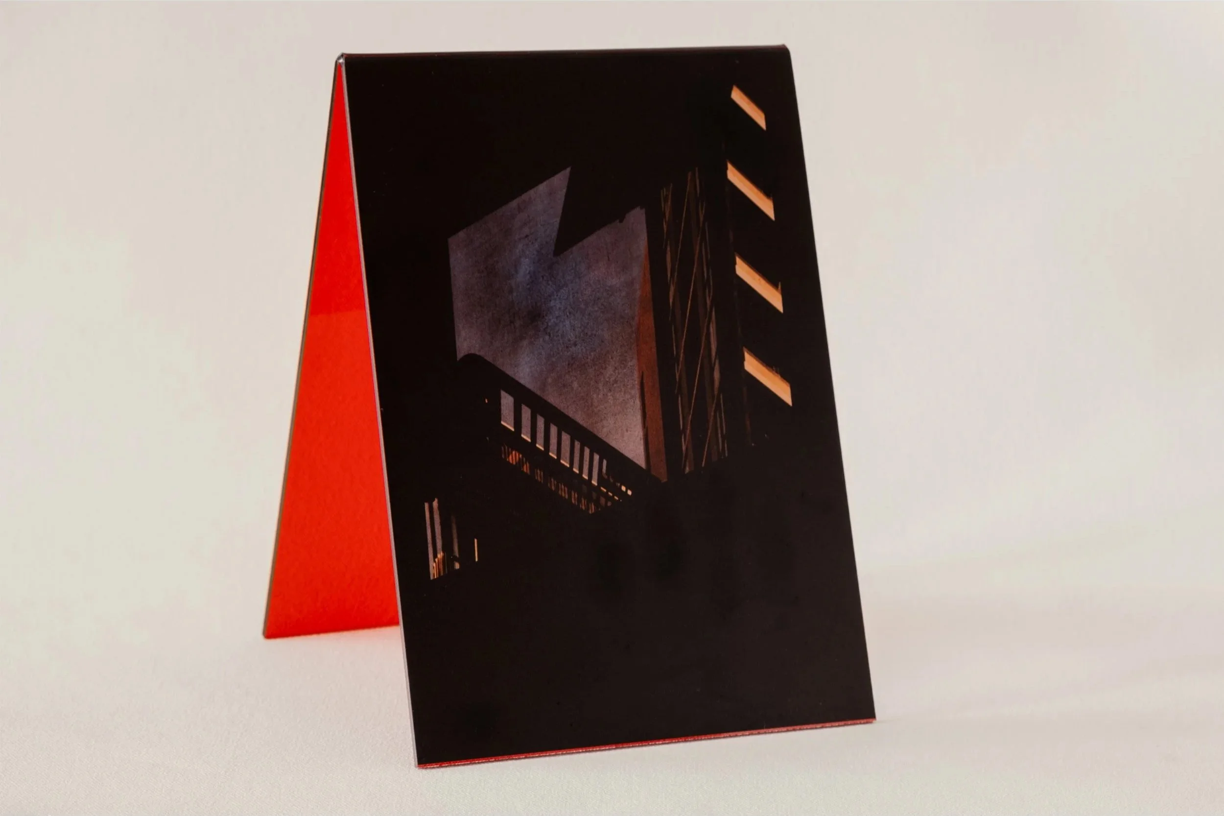 Token #4, uv print on red tint acrylic folded a-frame 15 x 21cm, 2024