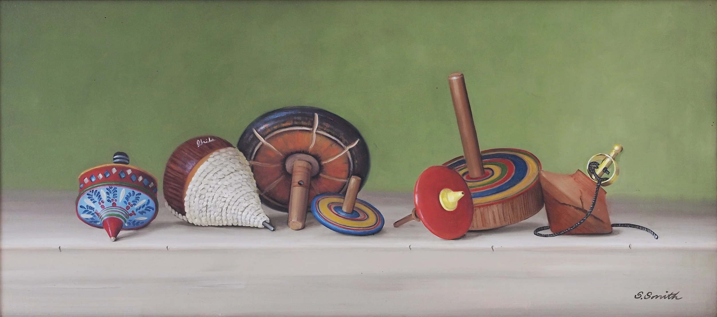 Spinning Tops, 2012, Oil on panel - 55x 28cm 
