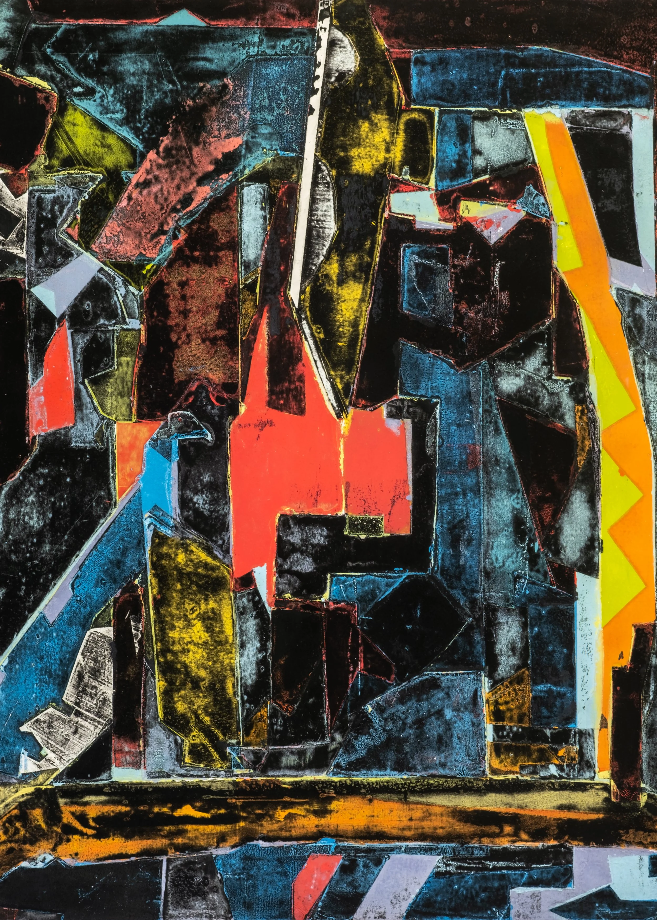 Stuart-Smith-Abstract-Oil-Painting-on-panel-Collage-Snakes No Ladders_Close Up.jpg