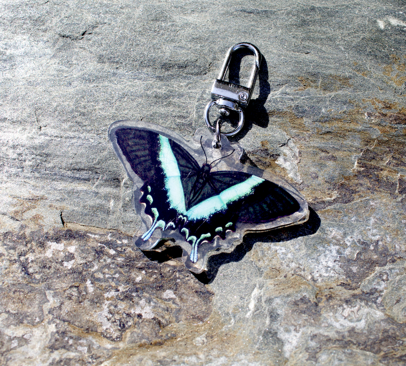 Green Striped Butterfly Keychain