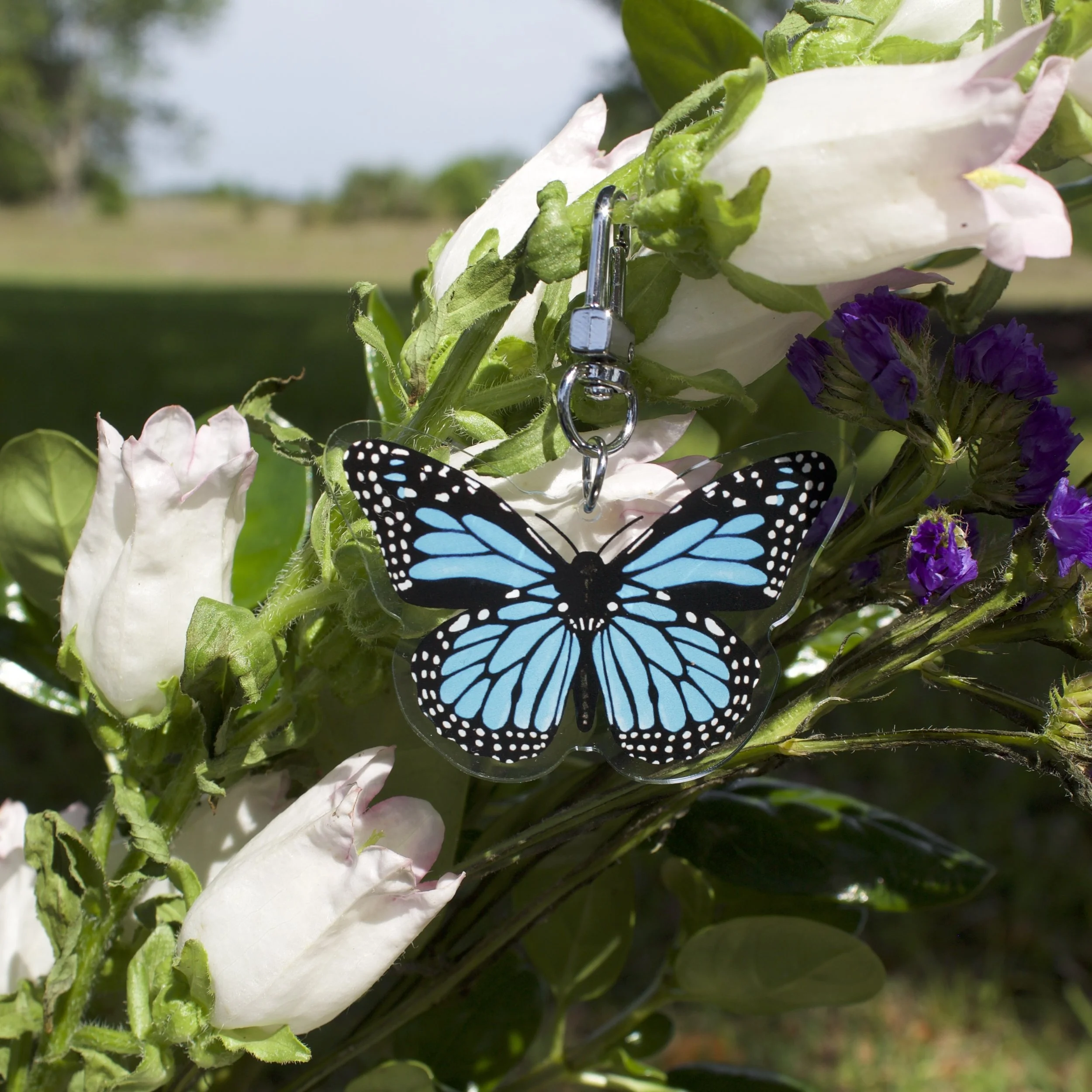 Blue Monarch Butterfly Keychain