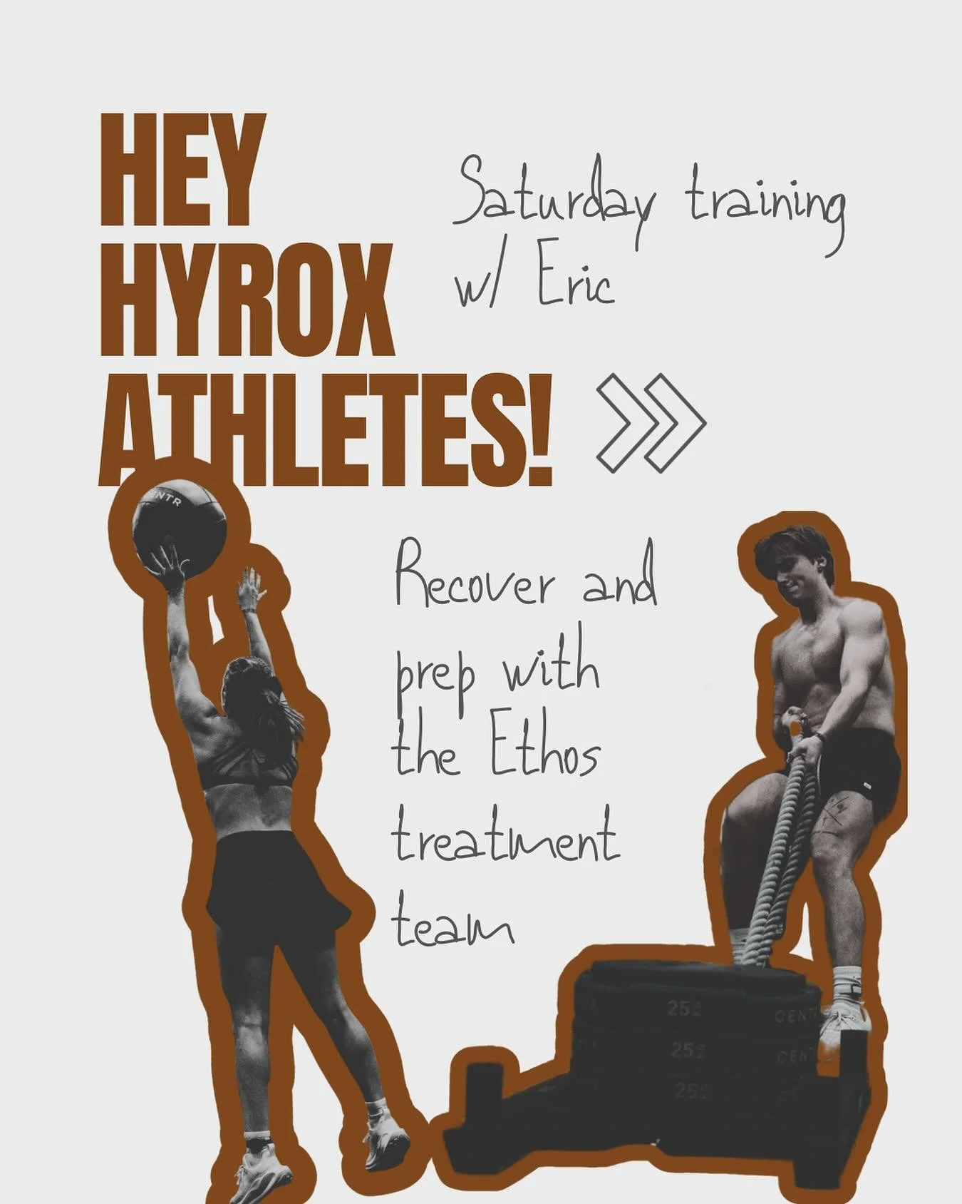 HEY CHI HYROX ATHLETES 👋👀

As you step into your final few weeks of prep, the Ethos team is here for you! 

💪Hyrox Prep with Coach @eric.koetting on 11.1 + 11.8

🌿✨Whether you&rsquo;re looking for pre-competition prep or recovery after the big da