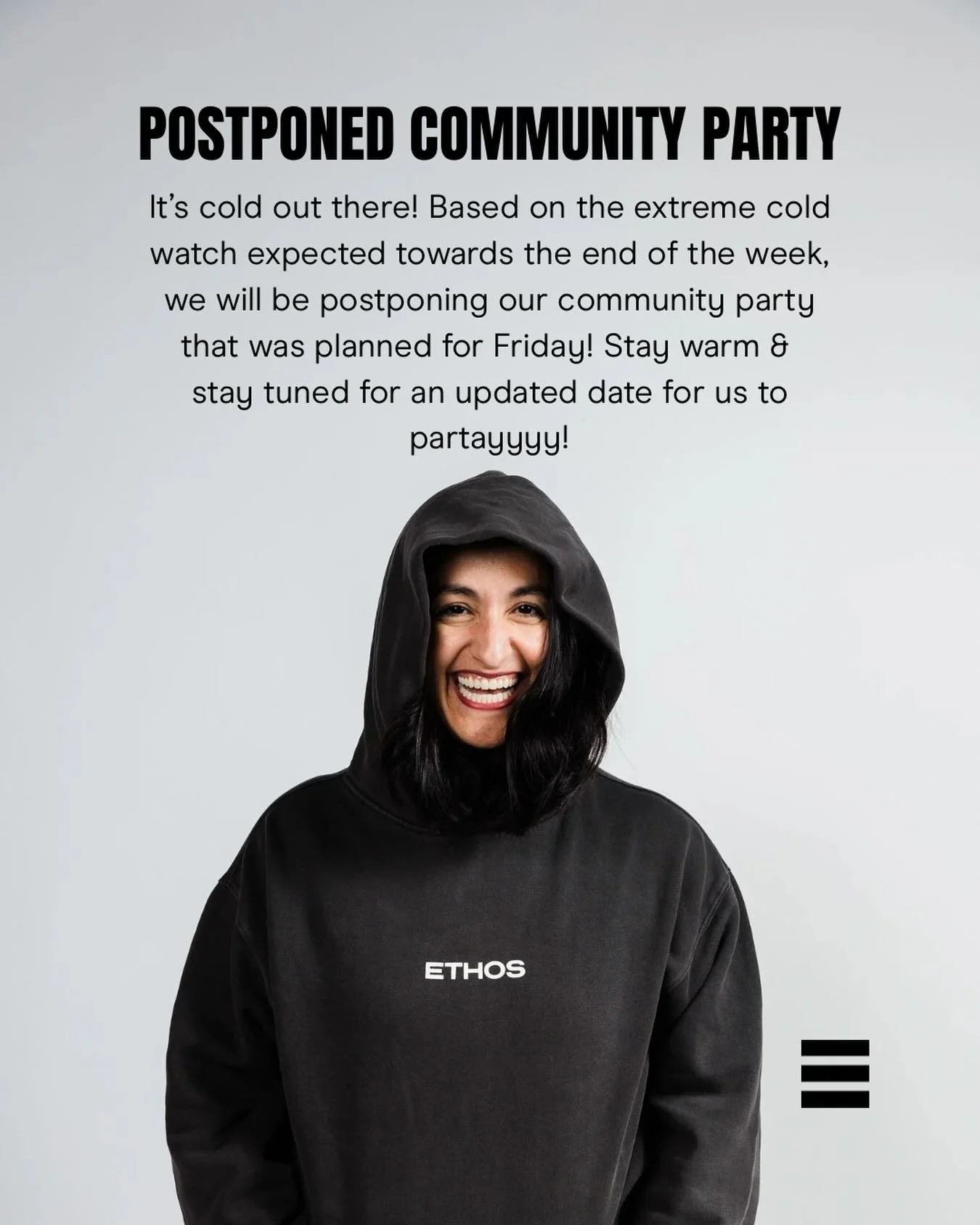 Stay warm, stay safe, and stay tuned for a new date coming soon! 💪❄️