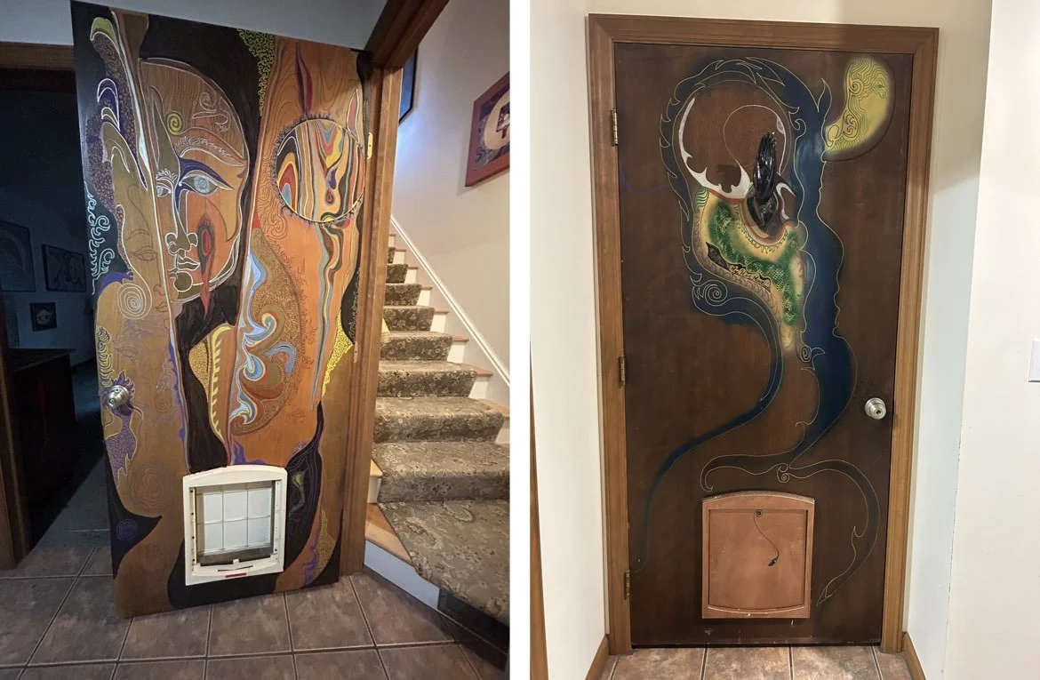 Entrance to Canandaigua studio. Nitin's Axis Mundi for several years.