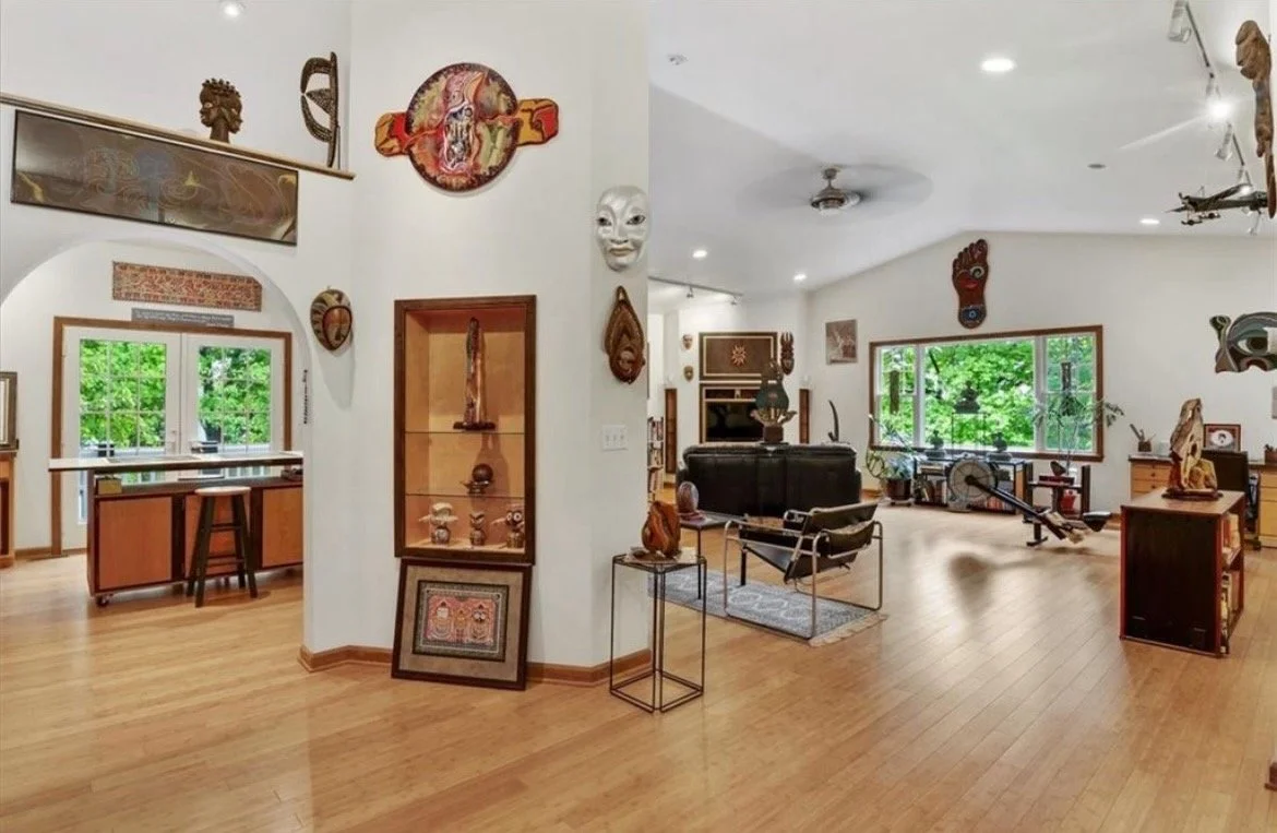 An overview of the studio, highlighting the diverse range of art and artifacts.