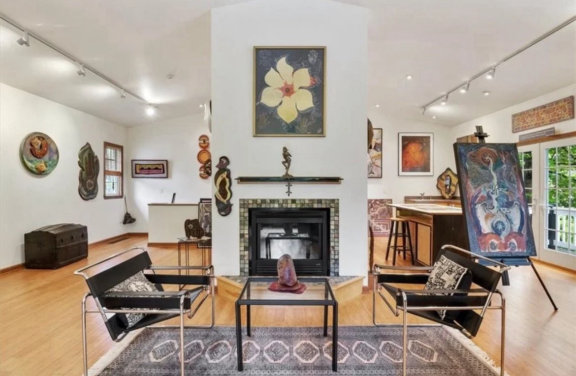 The fireplace area, a cozy corner where Nitin often finds inspiration.