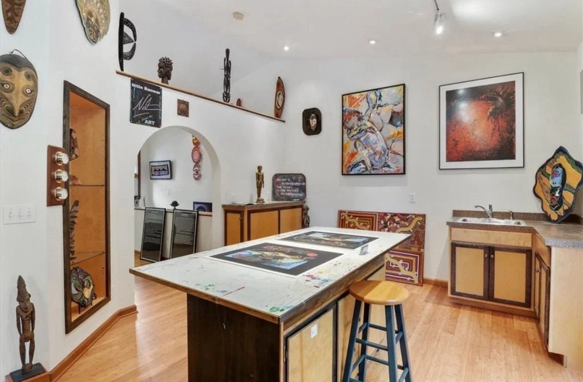 The worktable, where many of Nitin’s creations come to life, is surrounded by art in progress.