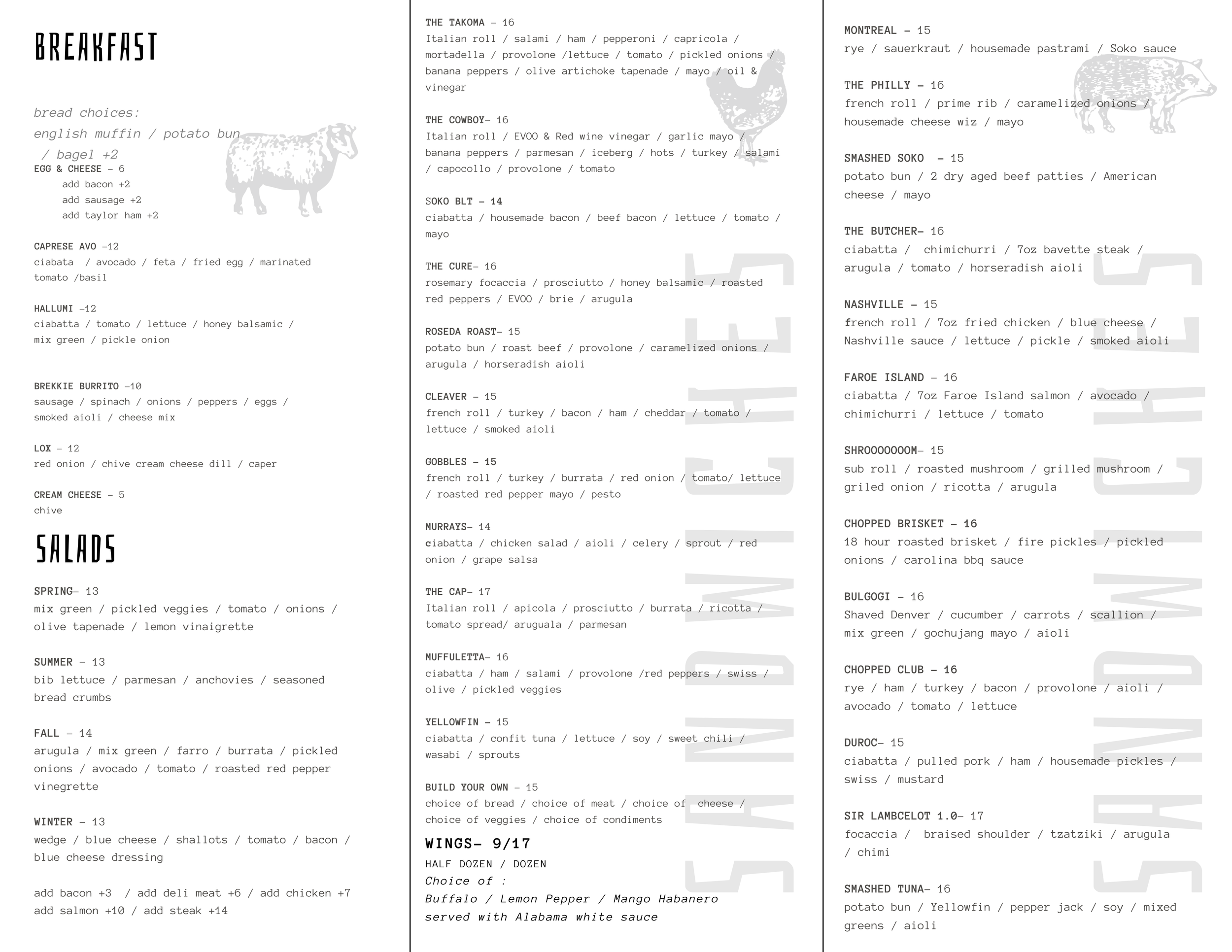 Sakowitz Menu Menu — Soko Butcher