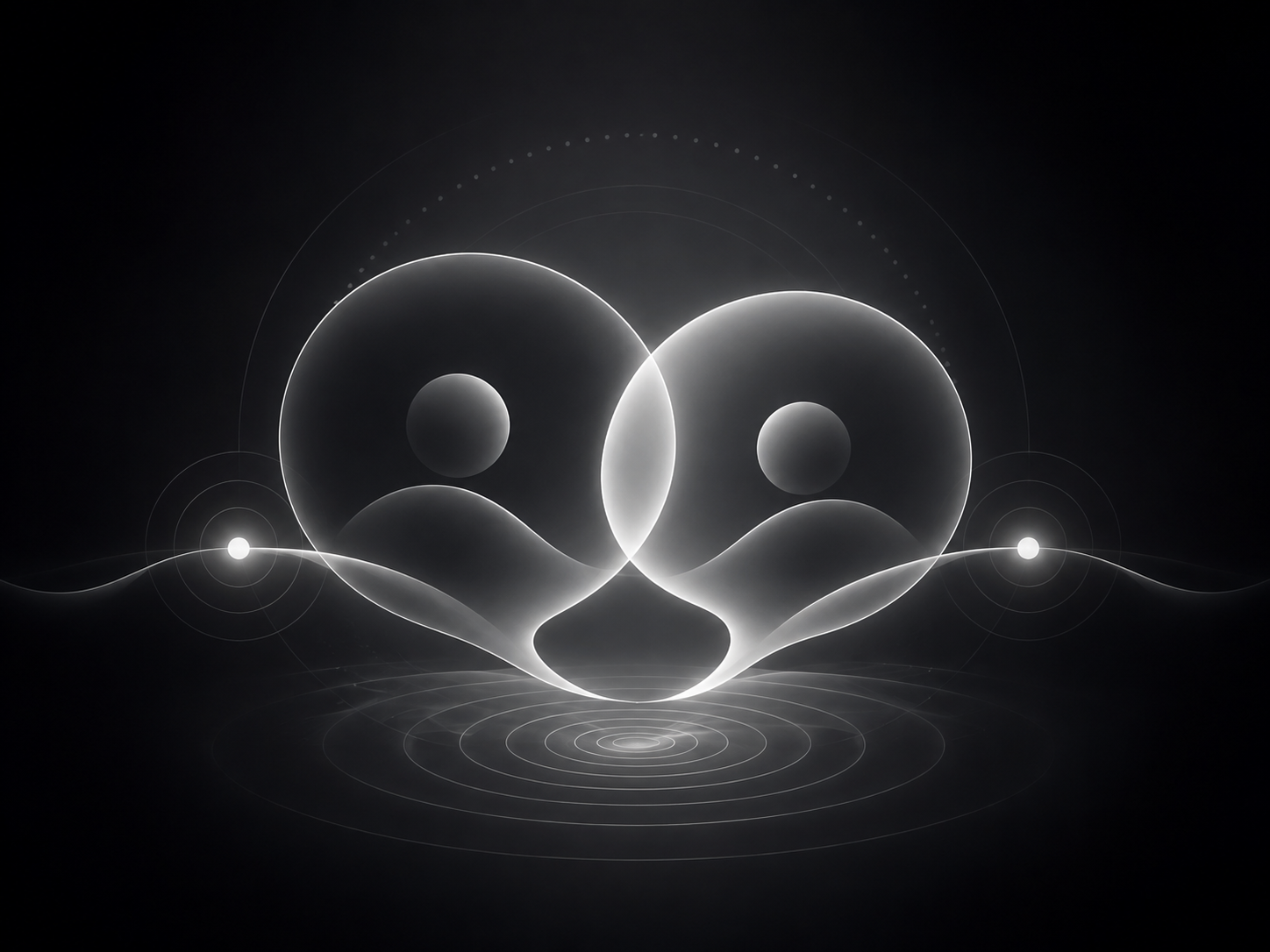 Abstract monochrome visual representing AI-supported mental wellness — Copewell.ai case study by Katashe Solutions