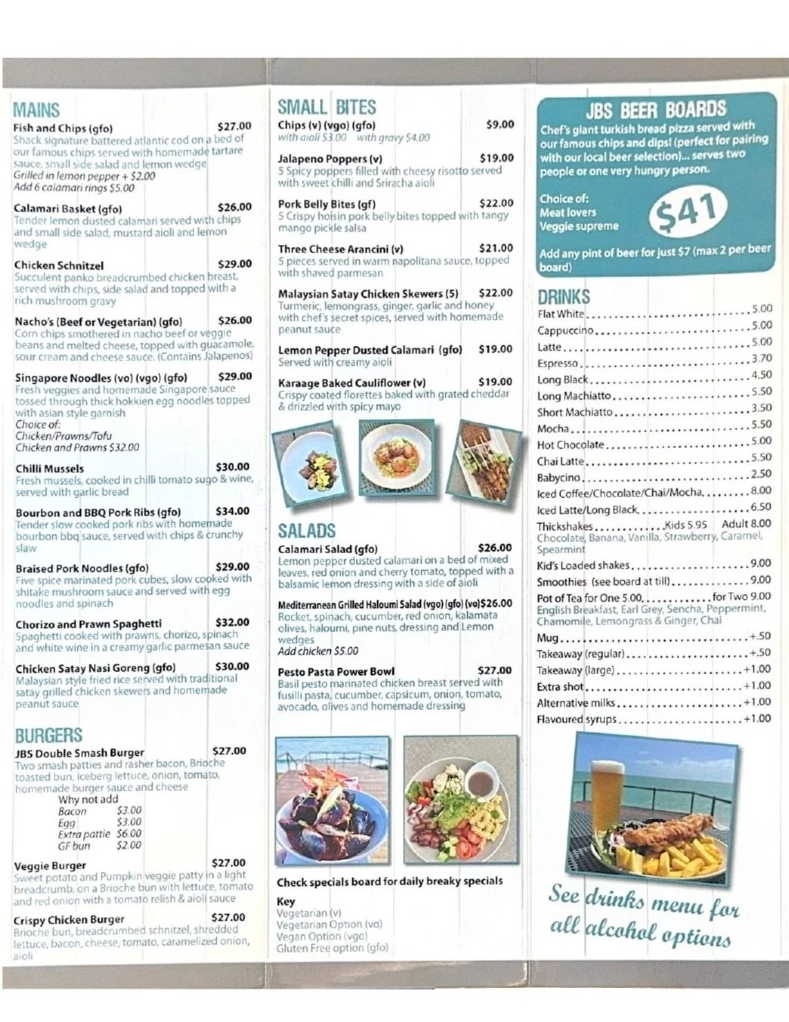 Jindalee Beach Shack Menu — Jindalee Beach Shack Cafe/Restaurant