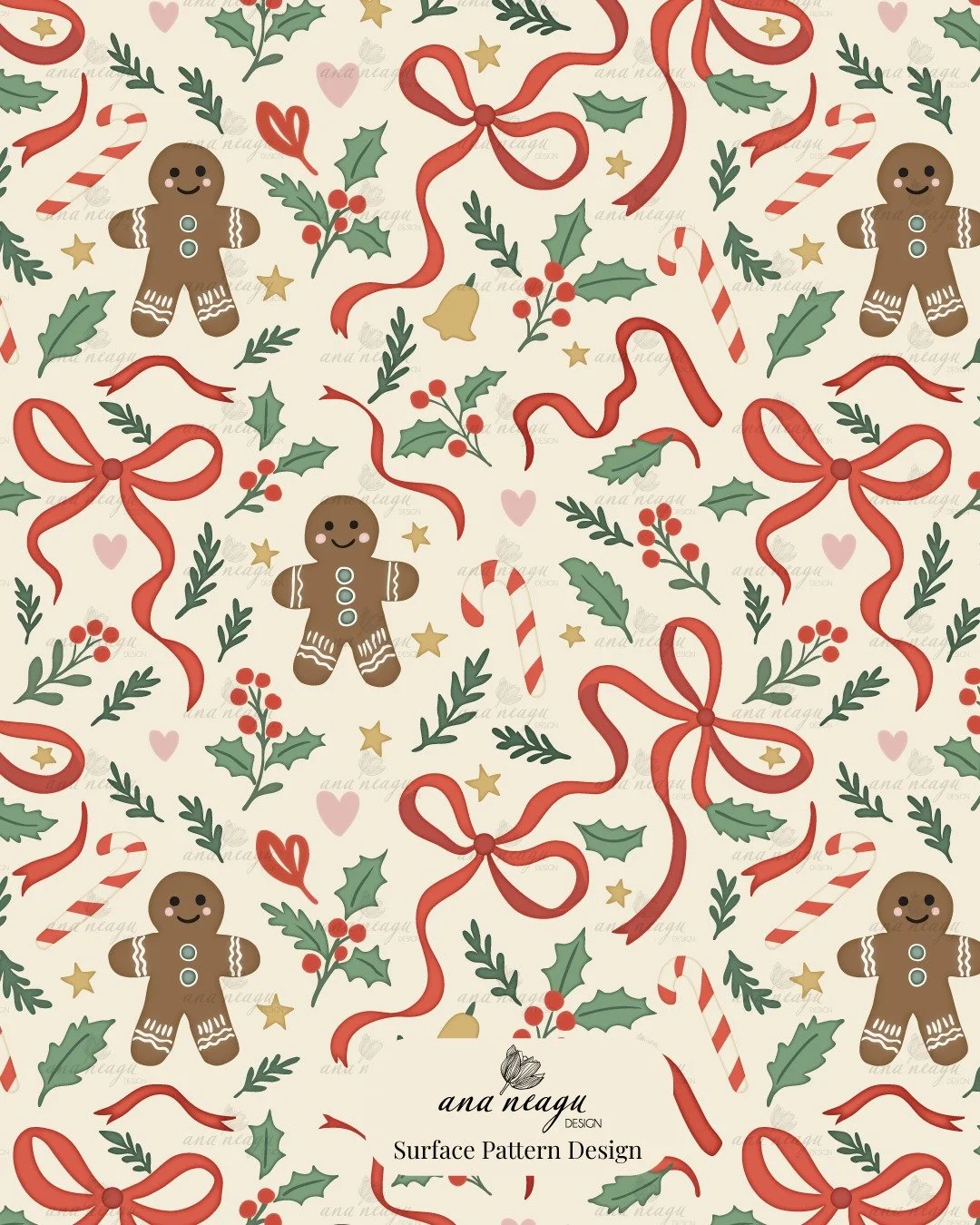 I&rsquo;m officially in the holiday mood 😊🎄✨
Meet &ldquo;Festive Gingerbread Bows Christmas&rdquo; &ndash; part of my upcoming Modern Woodland Christmas collection 🍪🎀

A cozy mix of gingerbread cookies, festive bows, and soft greenery on a warm c