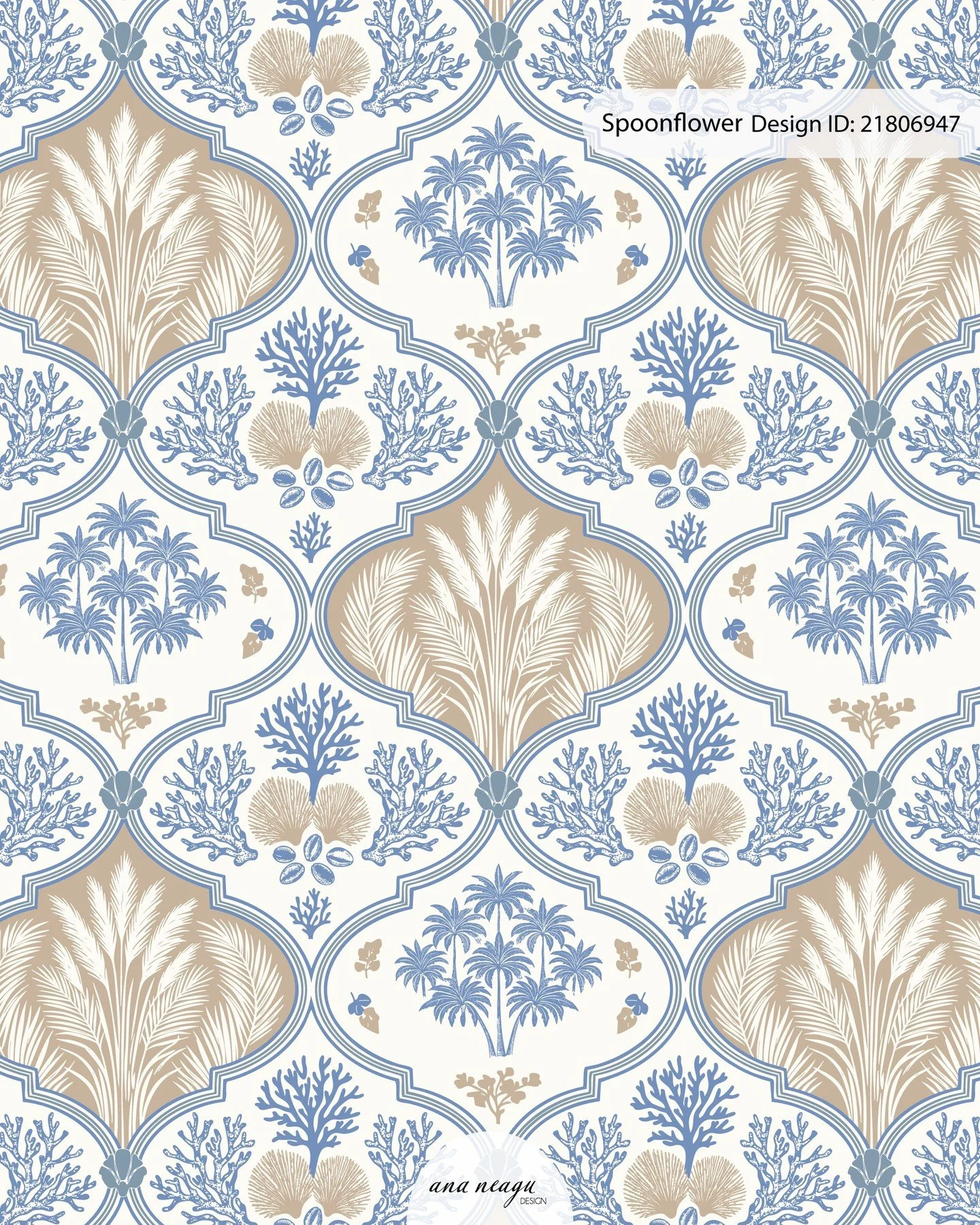 Coastal boho pattern in soft blue and warm neutral tones.

My entry for the Spoonflower Beachy Boho Design Challenge, created for wallpaper, fabric, and refined home decor spaces.

@spoonflower Design ID: 21806947

Available in my Spoonflower shop.
C