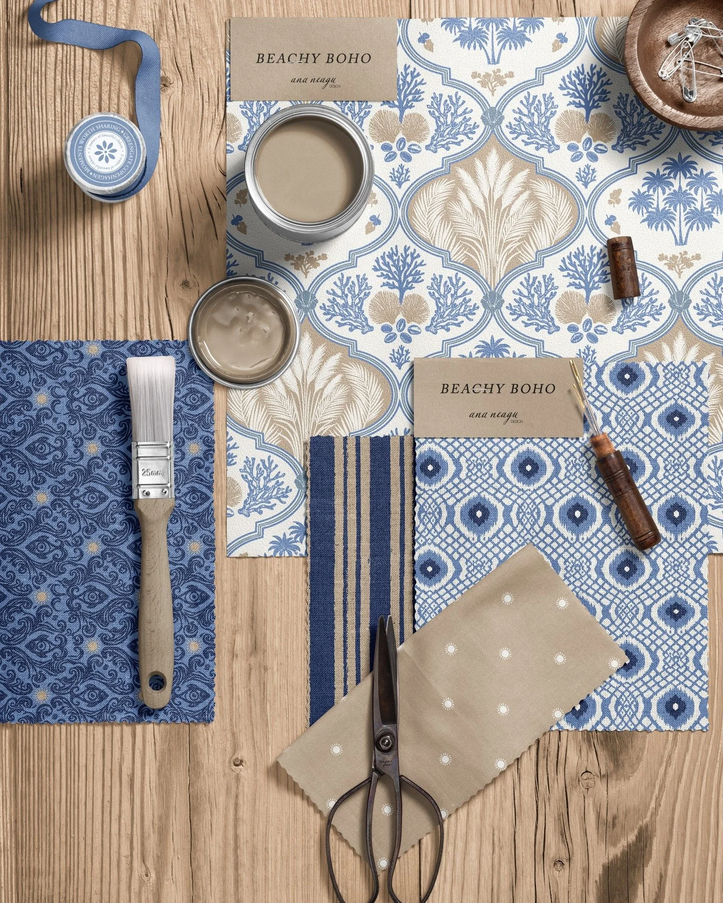 New collection now available on Spoonflower
Beachy Boho in blues, sage, and sand.

Designed for wallpaper, fabric, and home decor.

See the full collection &mdash; link in bio

Available for licensing
DM for enquiries

Mockups by @creatsyofficial

#p