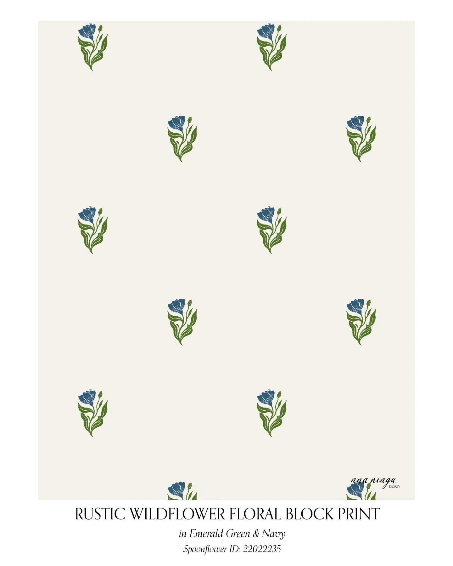 Day 2 of #BlenderBonanza26: Block print (single motif) 🌿🎨

​For this prompt, I created a repeating design using a single wildflower motif. I was fully inspired by the Emerald Green and Navy palette from my first stripes design to ensure perfect coo