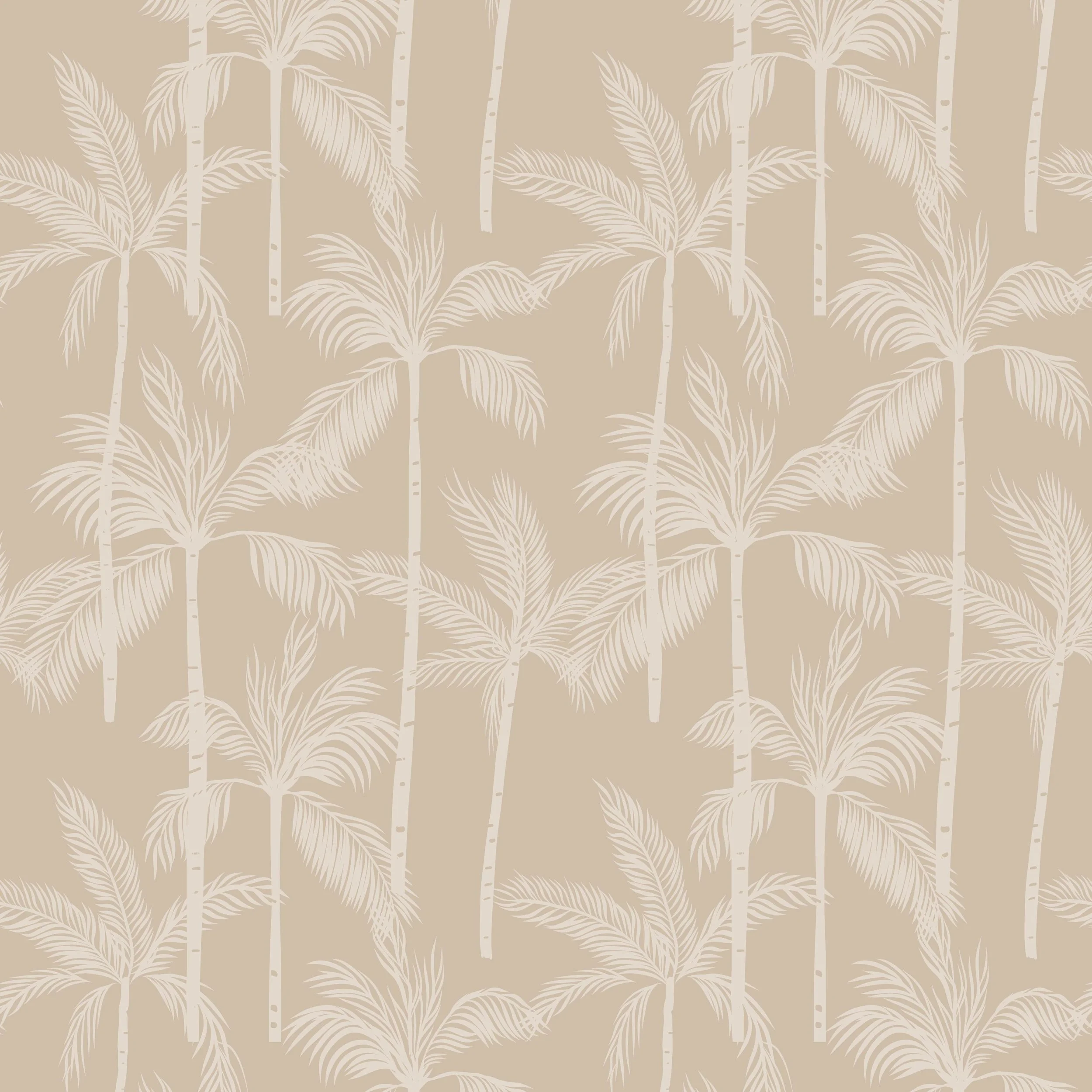 Tropical palm tree pattern in sandy beige and ivory from the Coastal Escape collection.