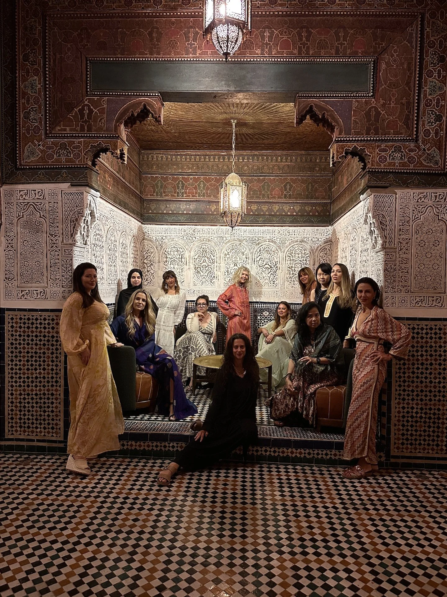 women retreat marrakech morocco palace dinner caftans