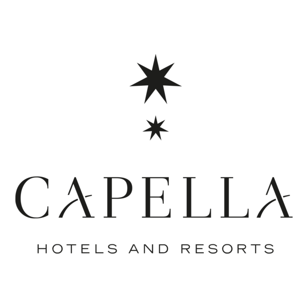 Logo for Capella Hotels and Resorts with two star icons above the text.