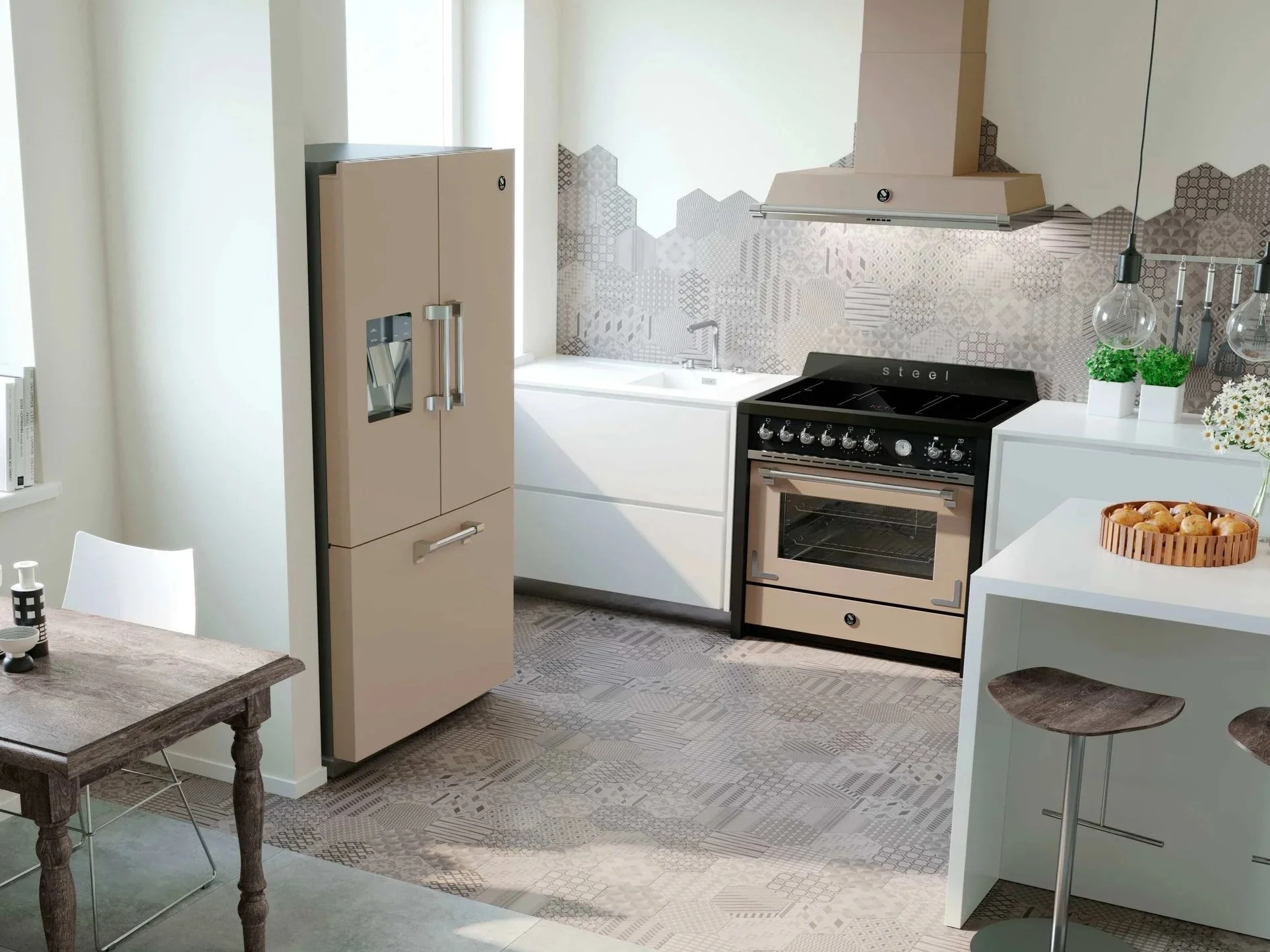 Rangecooker und Dunsthaube Steel Oxford