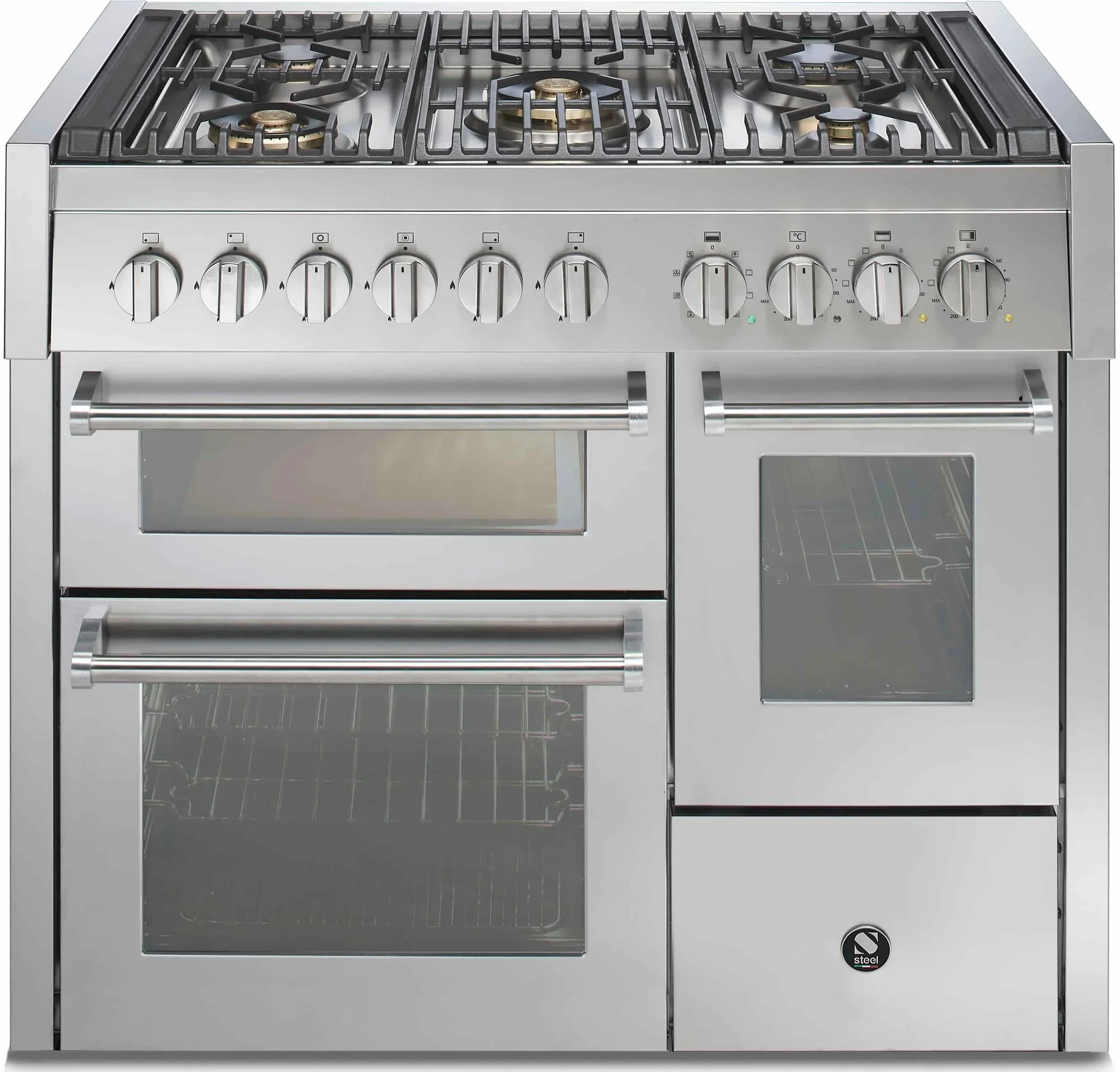 Rangecooker modern Steel Genesi 100 cm breit 3 Öfen