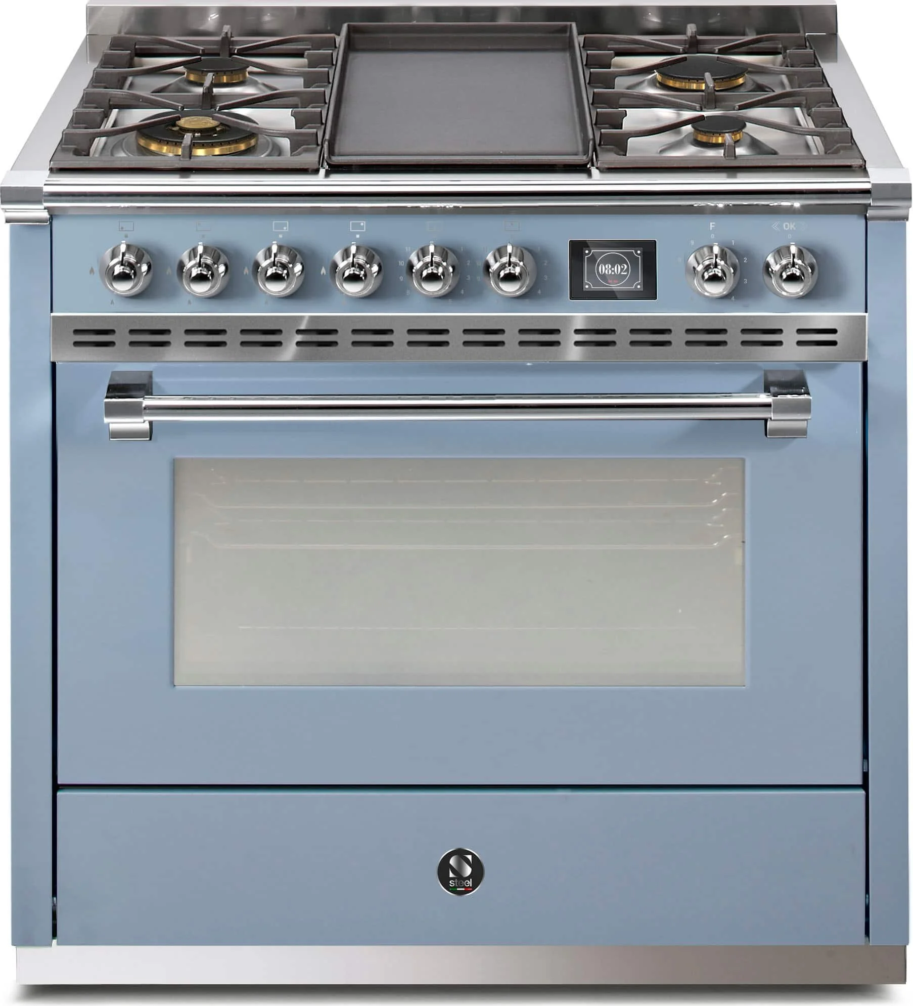 Standherd mit Gaskochfeld von Steel. Modell Ascot 90 cm breit