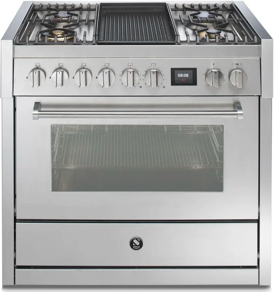 Gasherd Steel Genesi 90 cm großer Backofen