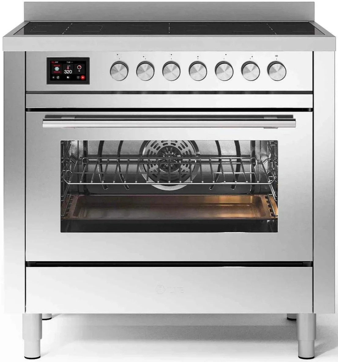 Standherd Ilve Professional Plus, 90 cm breit, Induktionskochfeld, Backofen mit Pyrolyse