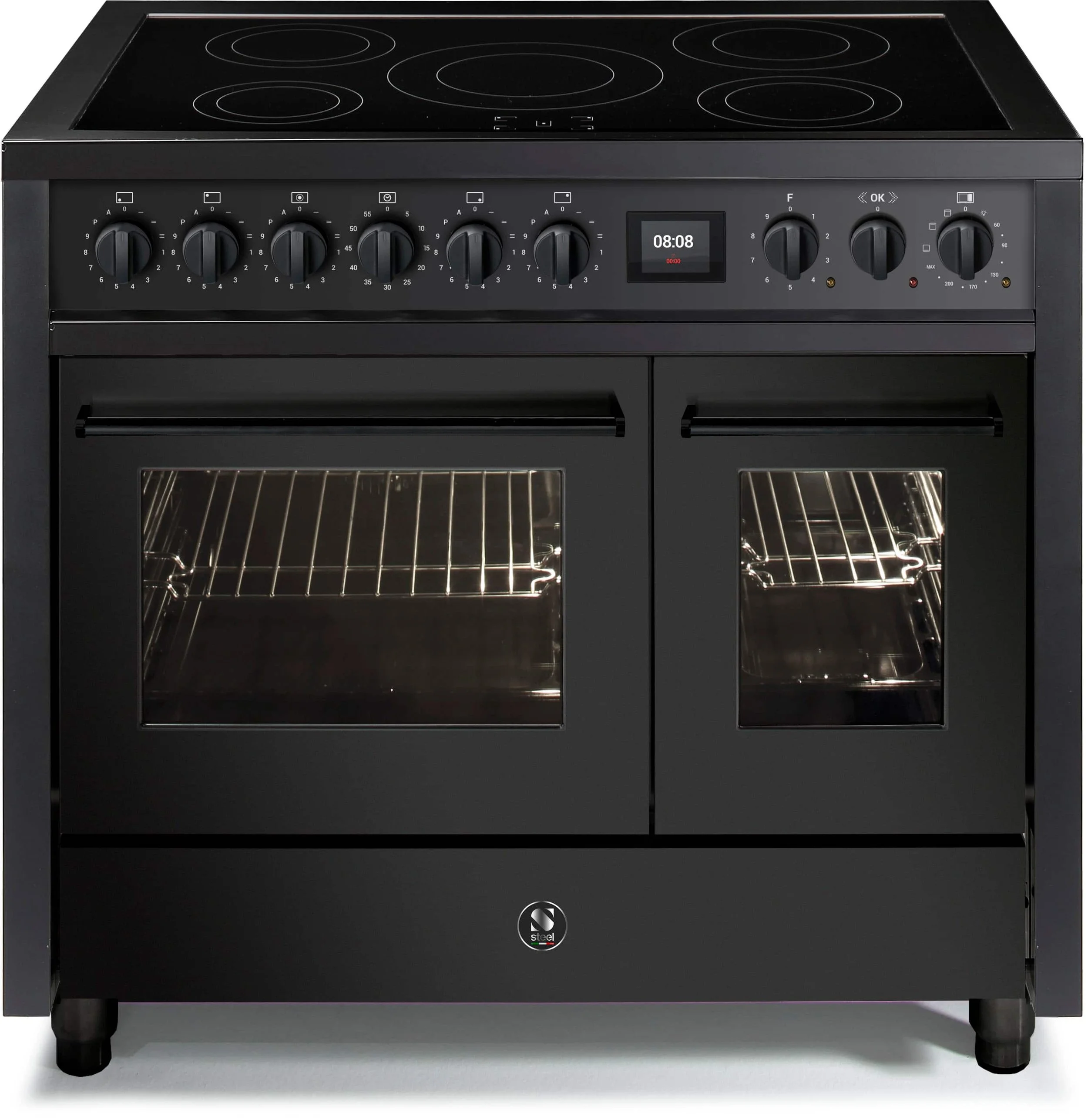 Steel Enfasi all Black 100 cm breit mit 2 Öfen und Induktion