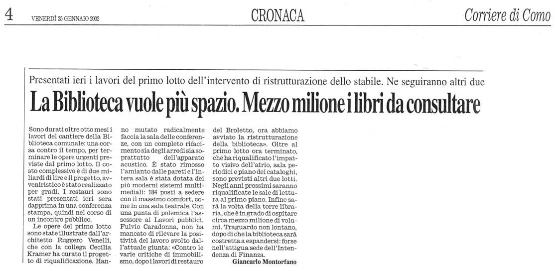 25-2002 Il Corriere di Como-Biblioteca Comunale di Como.jpg