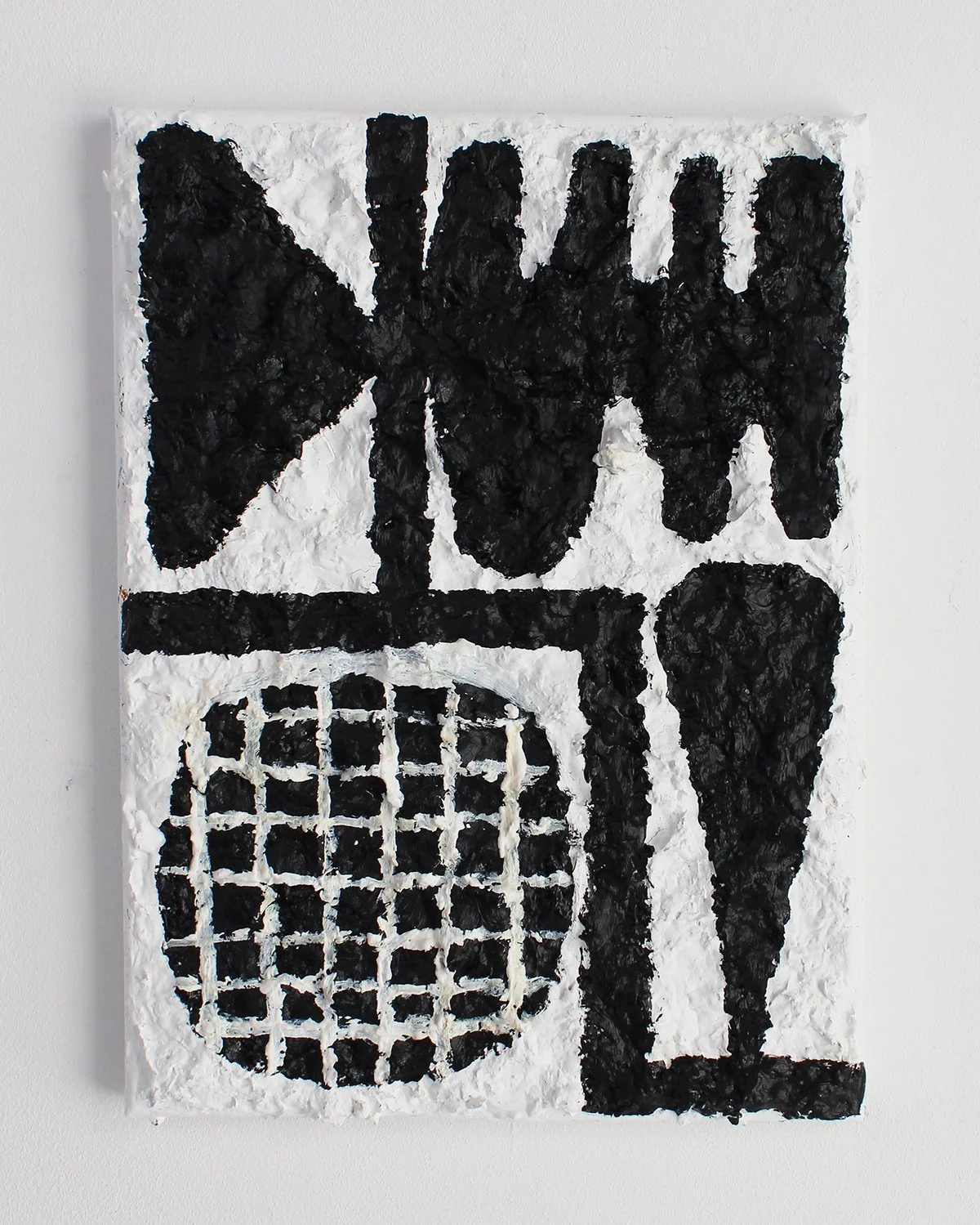 End Game, papier mâché & acrylic on canvas, 30 x 23 cm