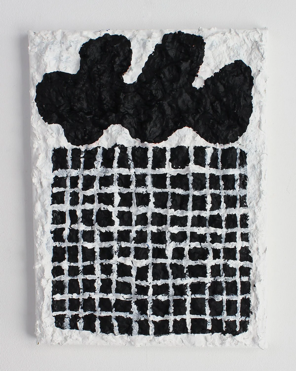 Dark Cloud, papier mâché & acrylic on canvas, 30 x 23 cm