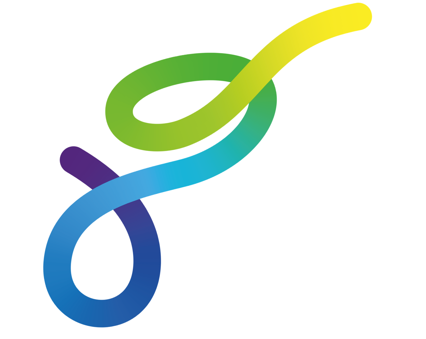 Abstract multicolored gradient ribbon forming looping curves on a black background
