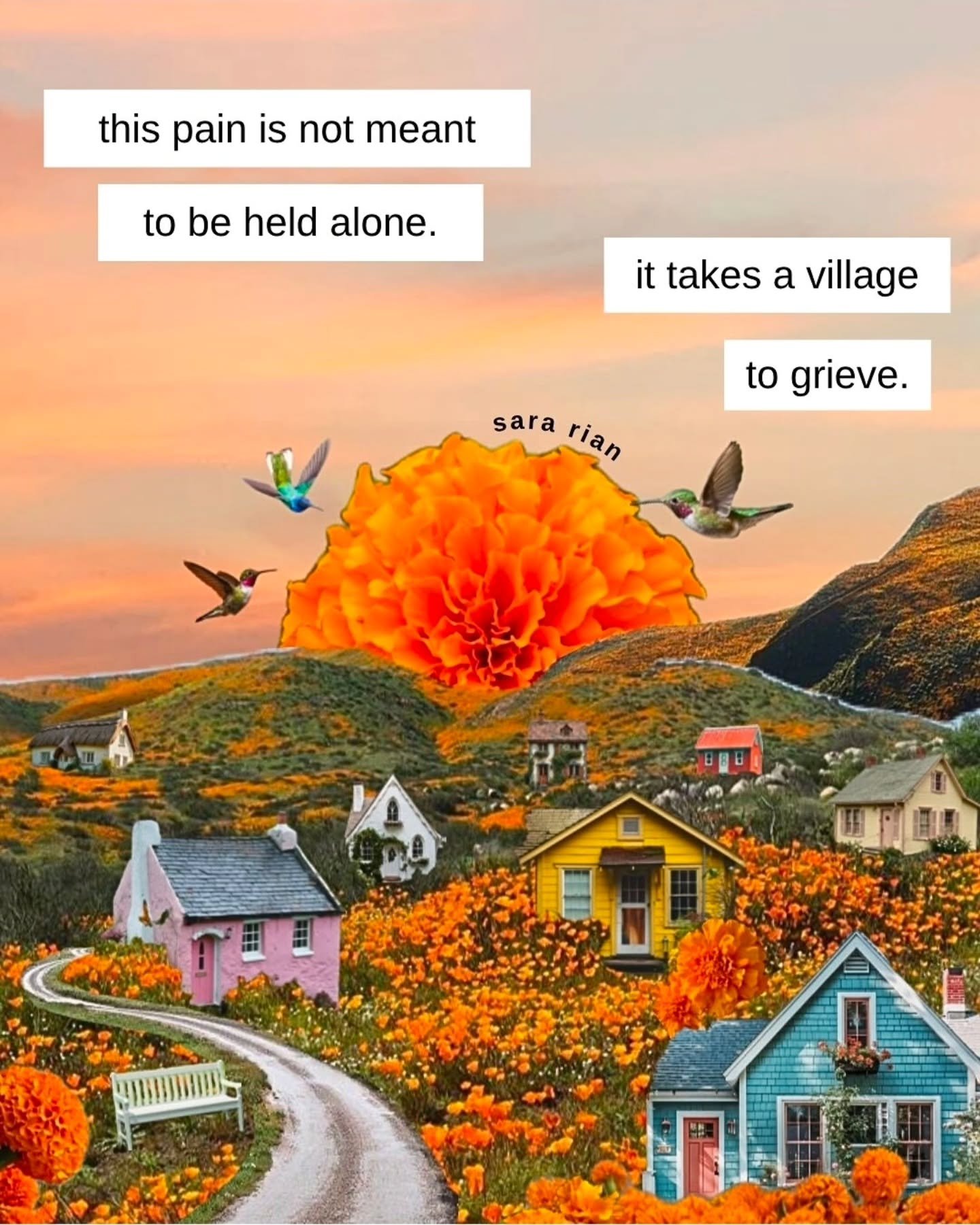 'It takes a village to grieve.'

A reminder from @sara_rian_books that community can be incredibly helpful in the aftermath of bereavement. 

Your village may not be local to you, or even family, but a chosen community of people.

If you're seeking c