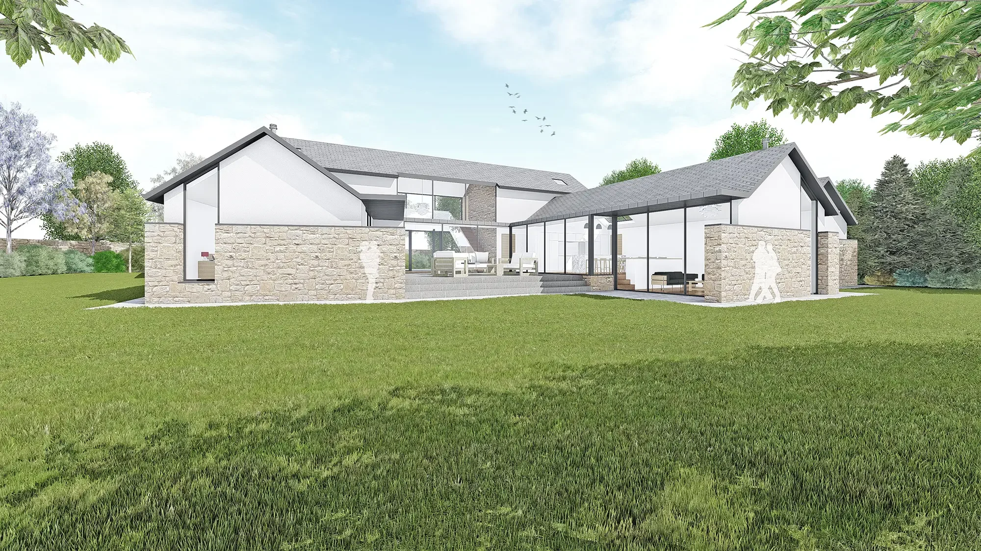 Rural Self-Build Stone and Glass