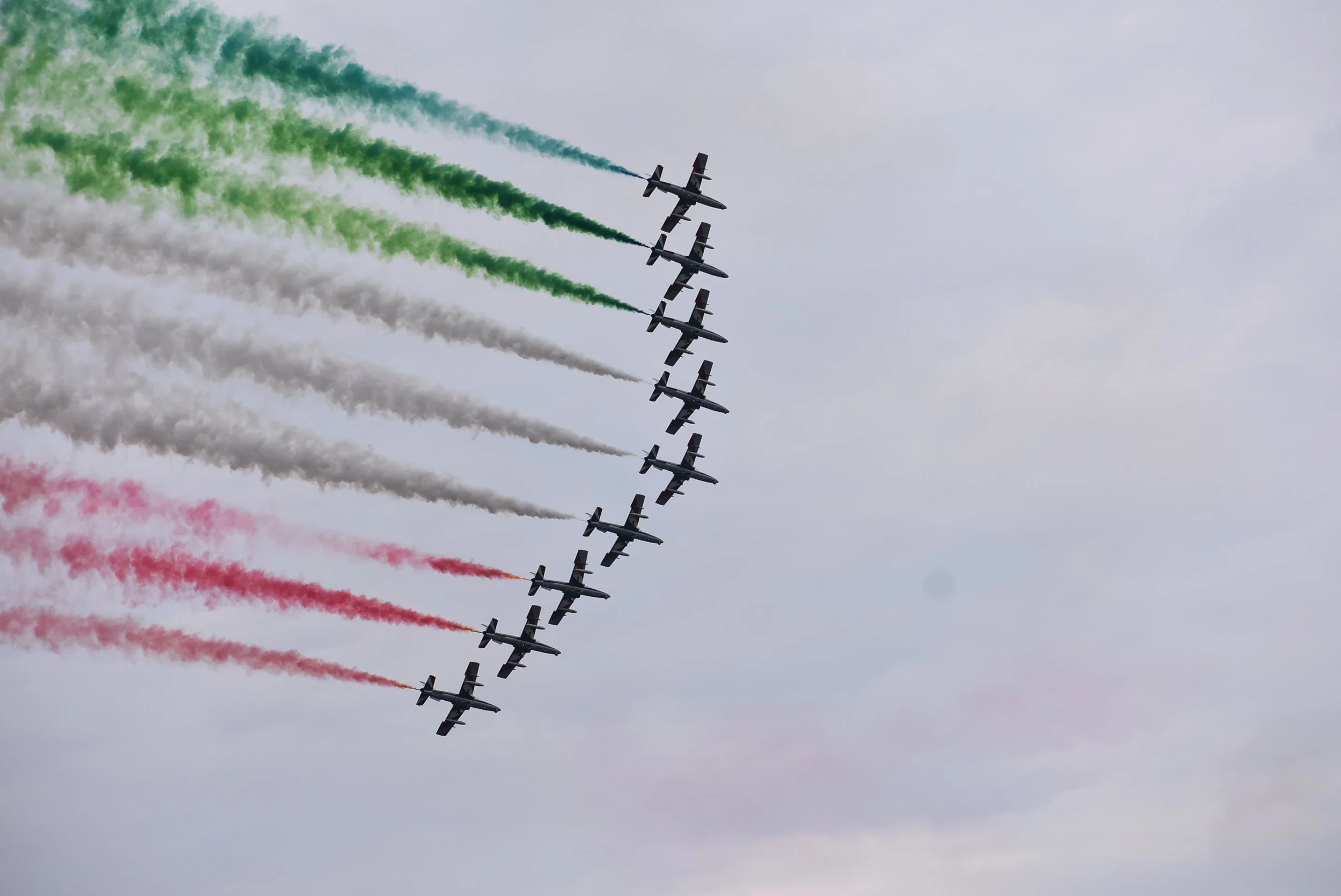 Italian Aerobatics Team in flight at RIAT 2018 (Royal International Air Tattoo)