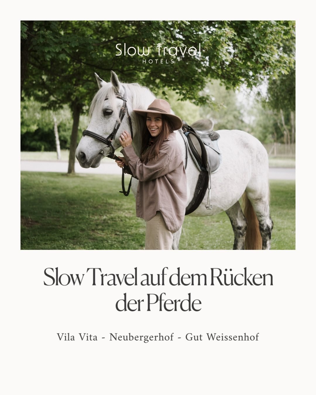 SLOW TRAVEL AUF DEM R&Uuml;CKEN DER PFERDE 🐎 

Manchmal muss man eine Region nicht schneller, sondern langsamer entdecken. 🌿
Auf dem R&uuml;cken eines Pferdes wird aus einem Ausritt ein echtes Slow-Travel-Erlebnis: Natur sp&uuml;ren, Landschaft bew