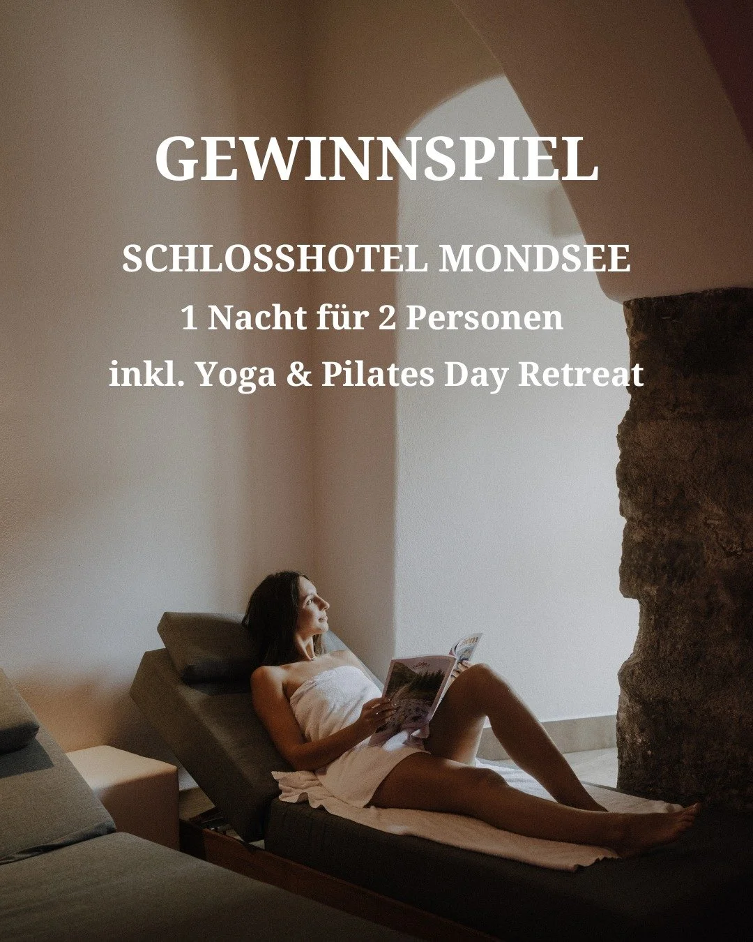 ✨ YOGA GEWINNSPIEL ✨

Gewinne eine besondere Yoga Auszeit im Schloss Mondsee mit einer &Uuml;bernachtung und einem inspirierenden Yoga &amp; Pilates Day Retreat! 🧘&zwj;♀️✨

Gemeinsam mit dem Schloss Mondsee verlosen wir eine unvergessliche Slow-Trav