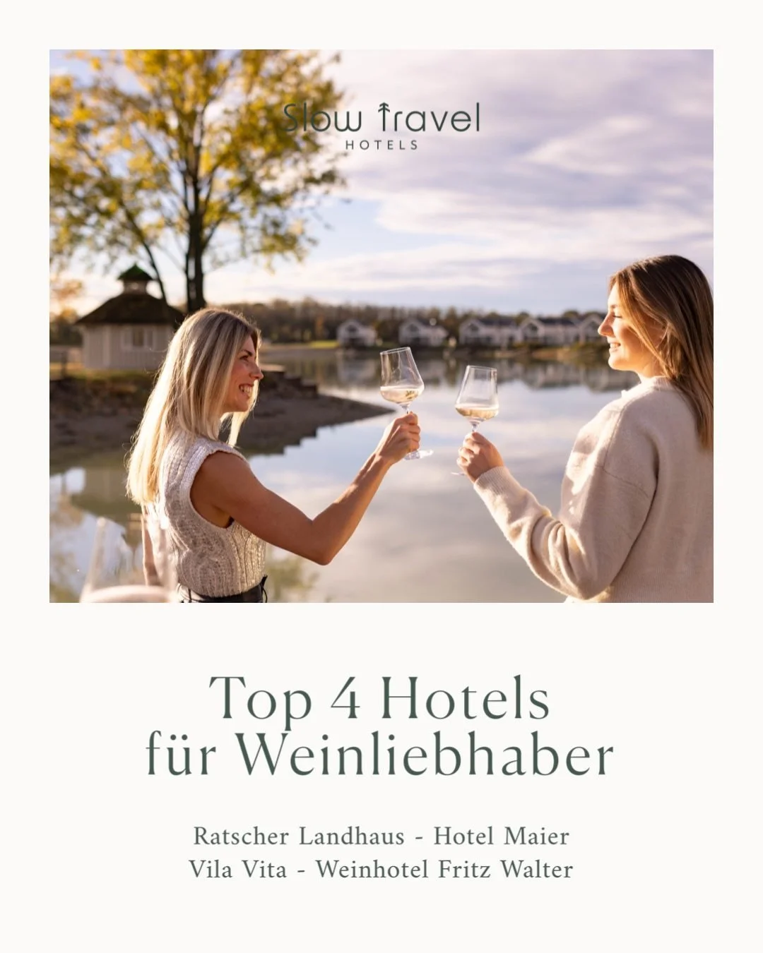 TOP 4 HOTELS F&Uuml;R WEINLIEBHABER 🍷 

Wein ist mehr als ein Getr&auml;nk, er erz&auml;hlt von Landschaften, Menschen und der Region, in der er entsteht. 🍇

F&uuml;r alle, die ihren n&auml;chsten Urlaub gerne mit einem guten Glas Wein verbinden, h