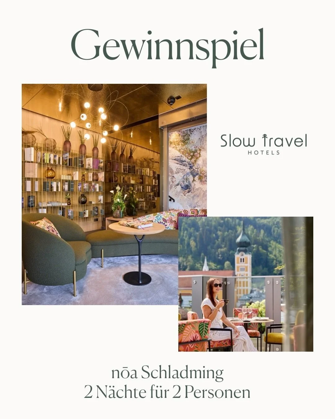 ✨ GEWINNSPIEL ✨

Gewinne eine besondere Auszeit im @noa.schladming, ein stilvoller R&uuml;ckzugsort in Schladming, an dem Genuss, Ruhe und besondere Wohlf&uuml;hlmomente zusammenkommen. 🏔️✨

Gemeinsam mit dem @noa.schladming d&uuml;rfen wir eine gan