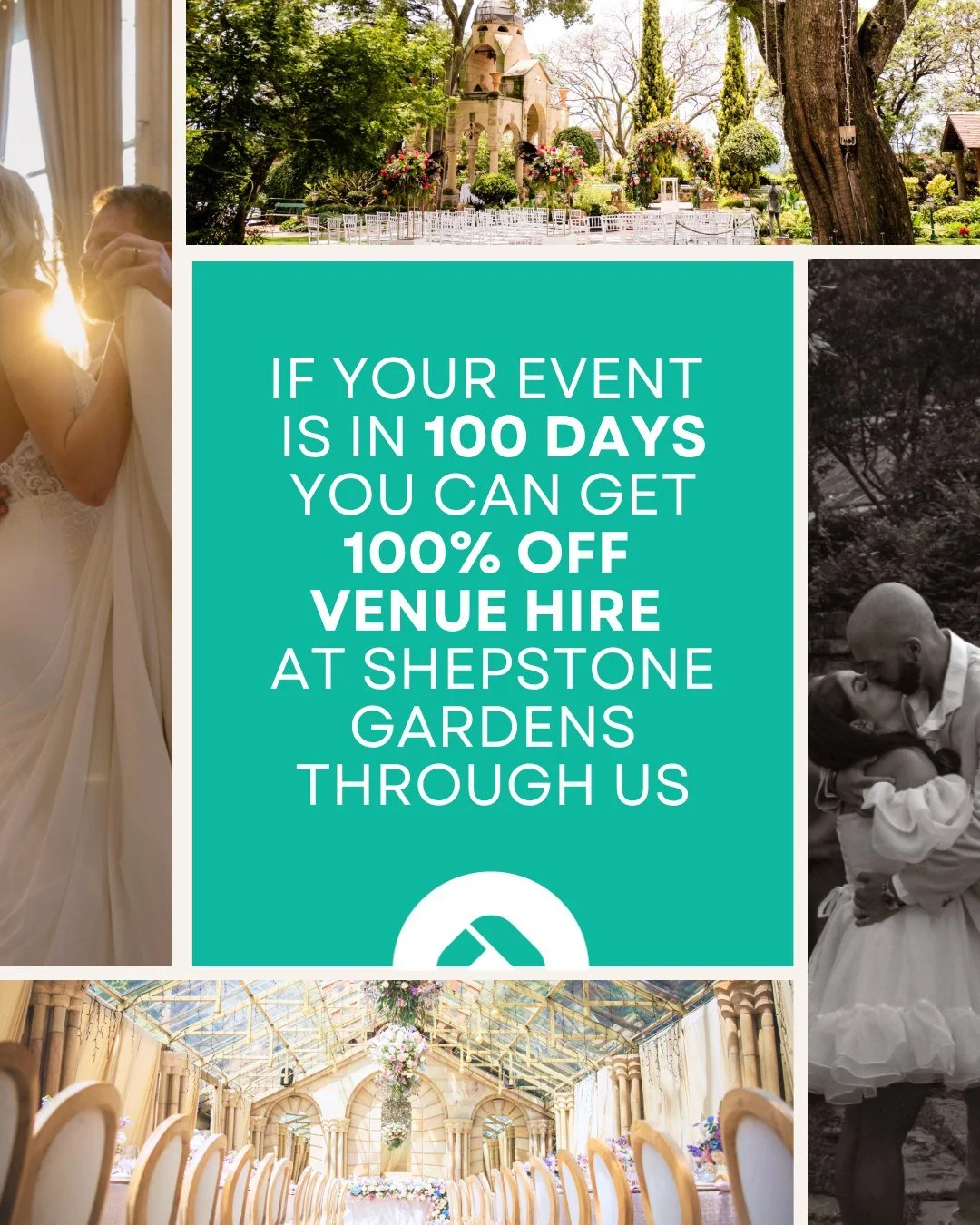 #DidYouKnow that if your event is in 100 days or less, you can get a venue hire for 100% off!

Don't miss out on this insane special and contact us today! 
Cell: 071 610 4994
Telephone: 011 238 7204
Email: colette@onsideevents.co.za

#OnsideEvents #E