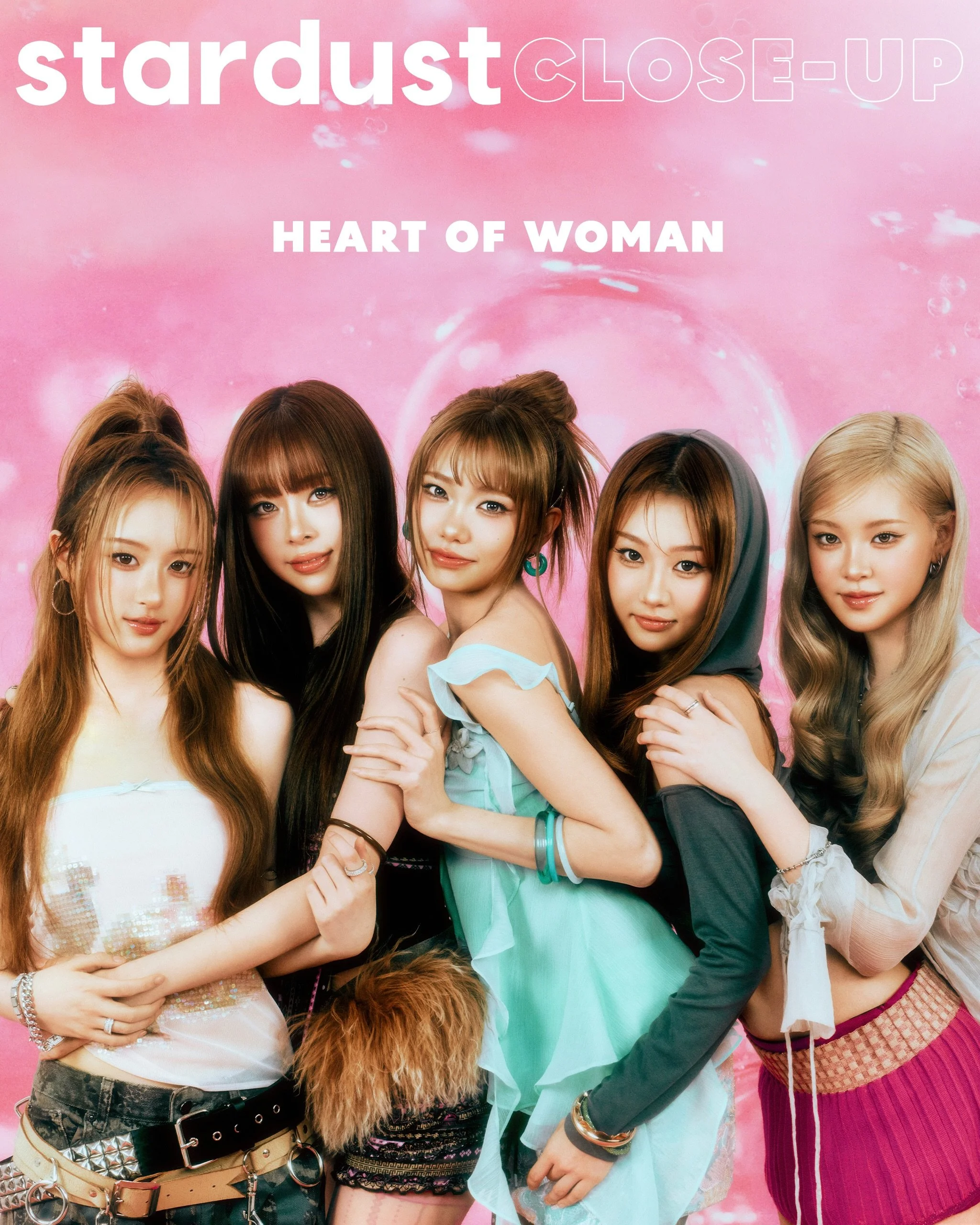 Five hearts, one beat&mdash;and a debut built with legacy in mind.

For their first Stardust Close-Up cover, HEART OF WOMAN&rsquo;s (@heartofwoman_officl) JIHYUN, CHAEI, AYNE, LIRI, and LIUYIN reflect on the paths that brought them together, the maki
